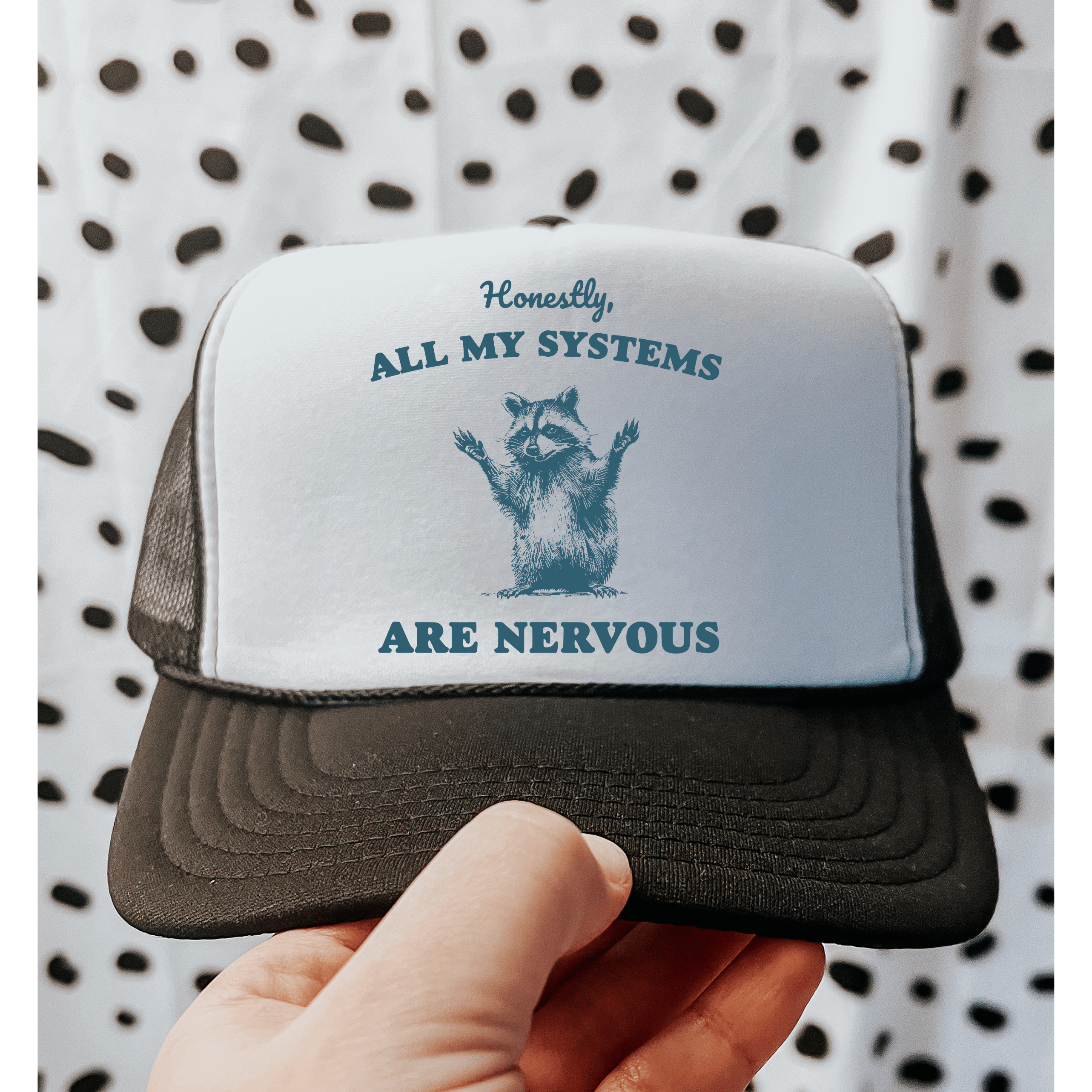 All My Systems are Nervous Trucker Hat: Black/White