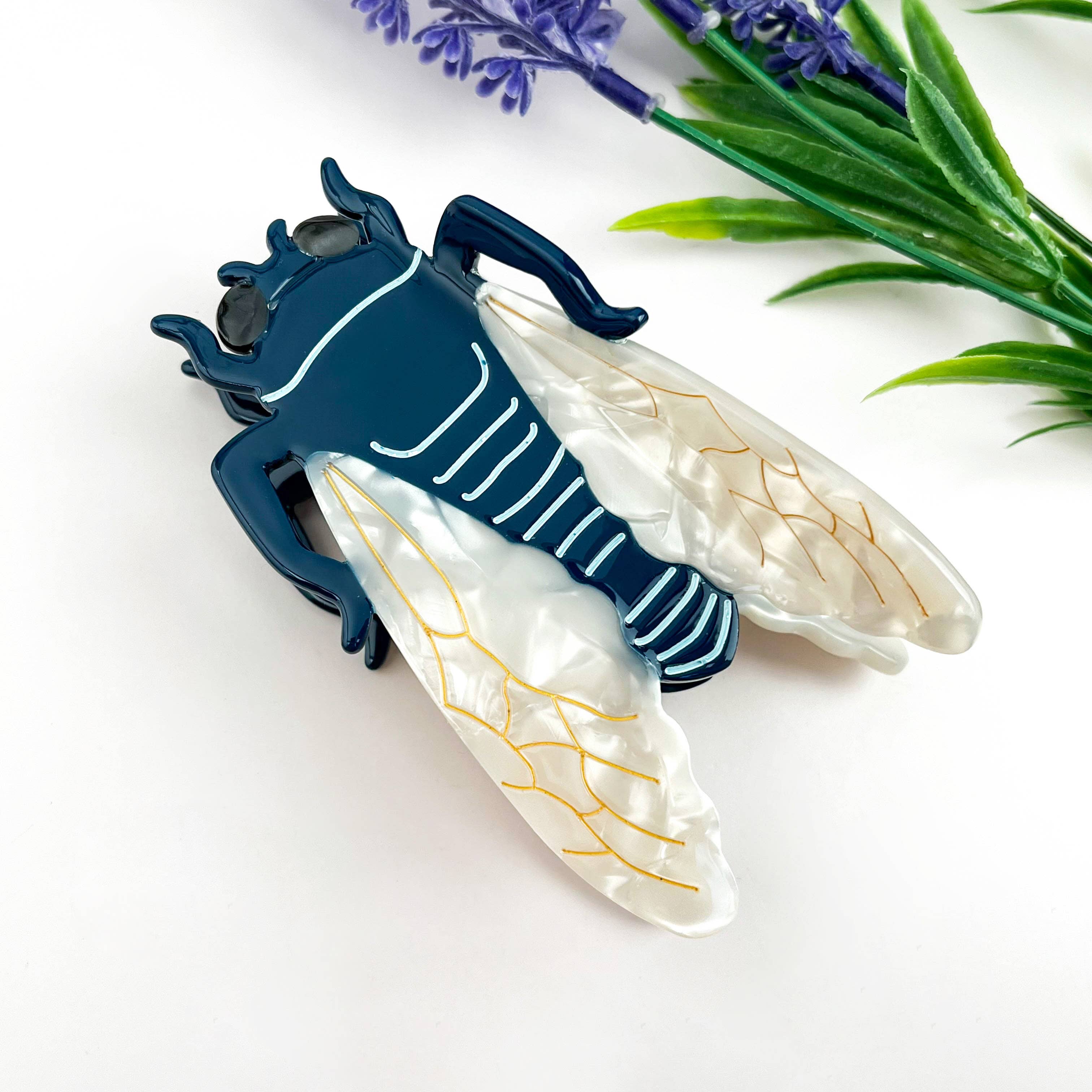 Cicada Patchwork Acetate Hair Claw Clip