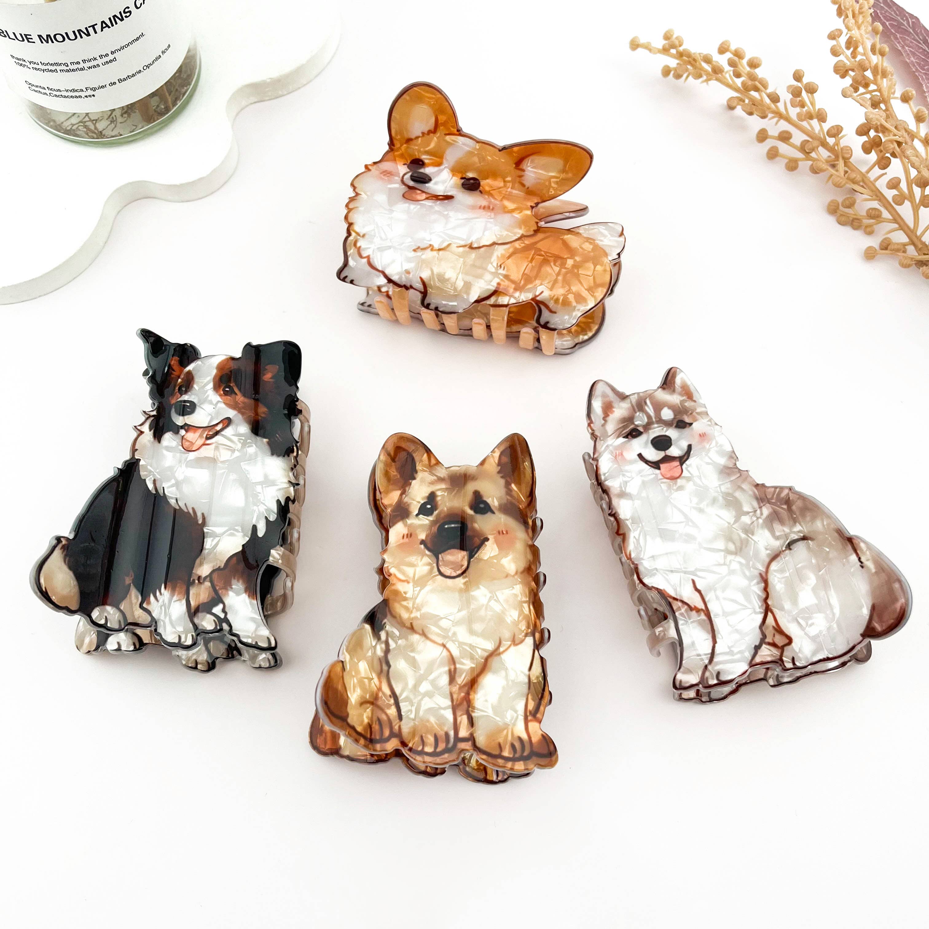 Cartoon Dog Printed Hair Claw, Puppy Lover Hair Clip: Pug