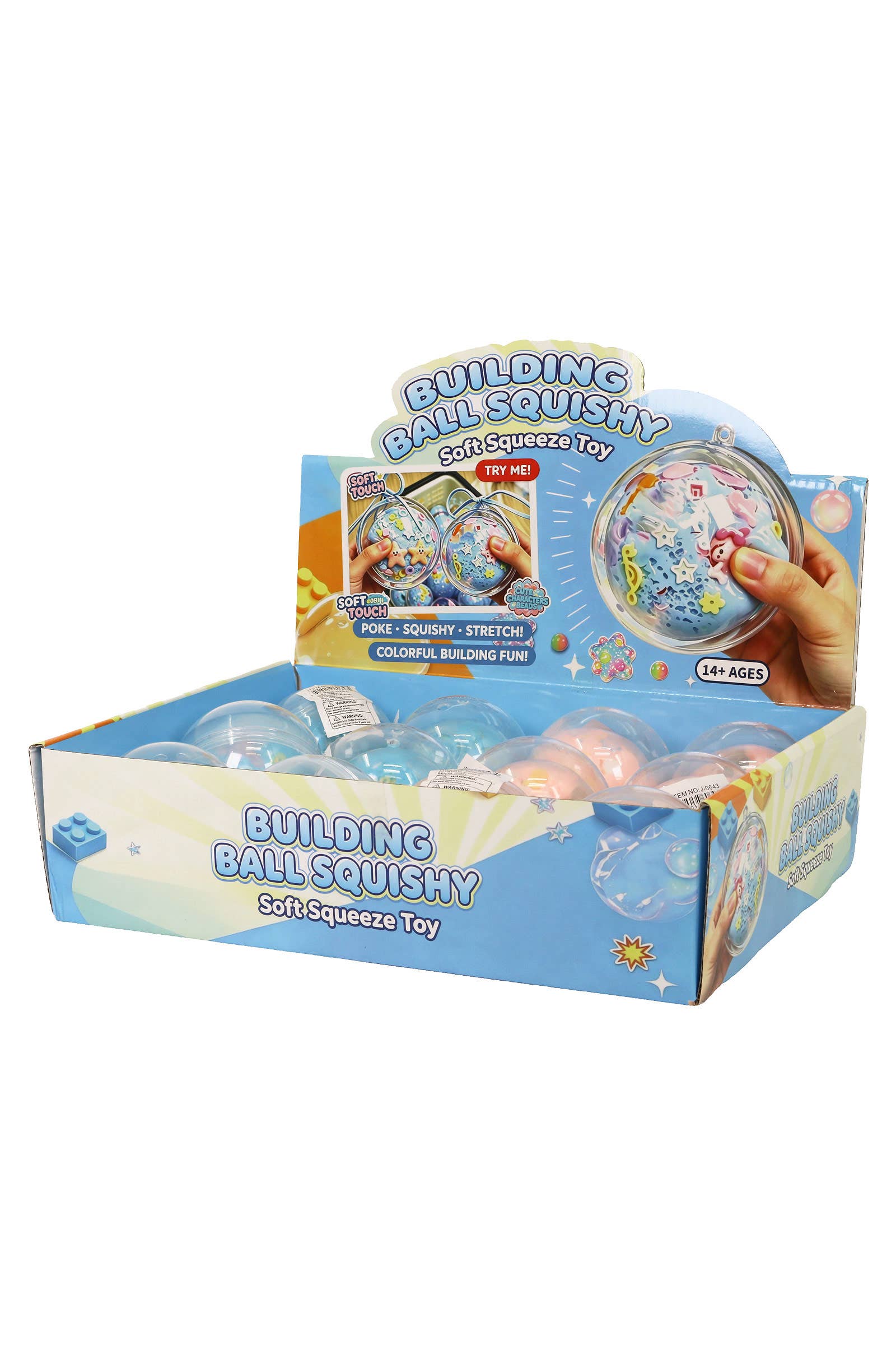 Coastal Block Bead Soft Crunchy Clay Filled TPR Squishy Ball: ASSORTED / ONE SIZE