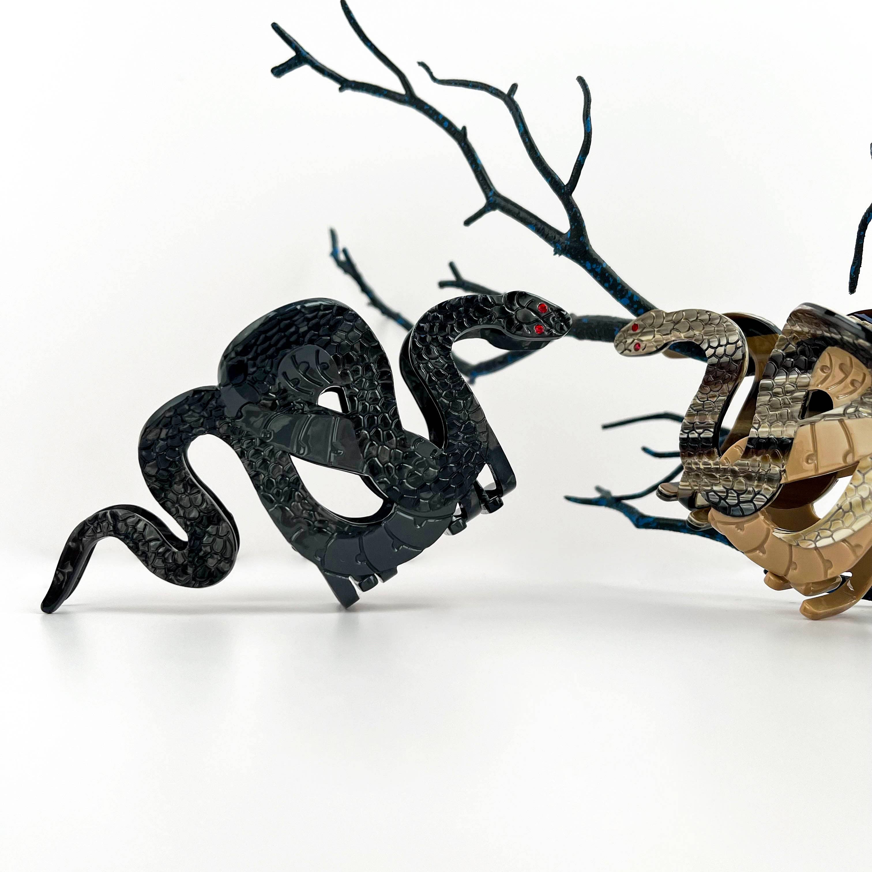Two-color Snake Hair Clip, Acetate Animal Claw Clip: Gray