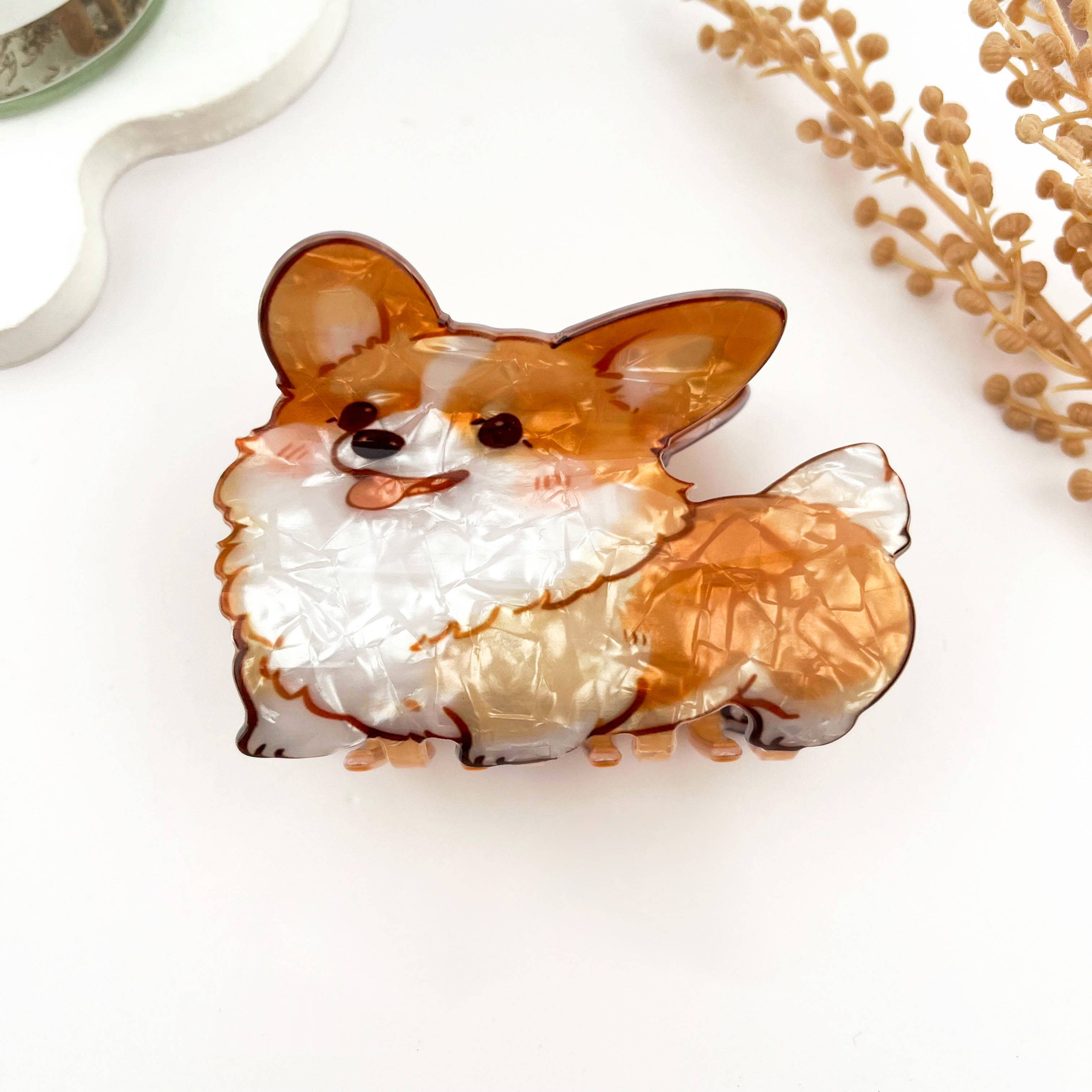 Cartoon Dog Printed Hair Claw, Puppy Lover Hair Clip: Pug