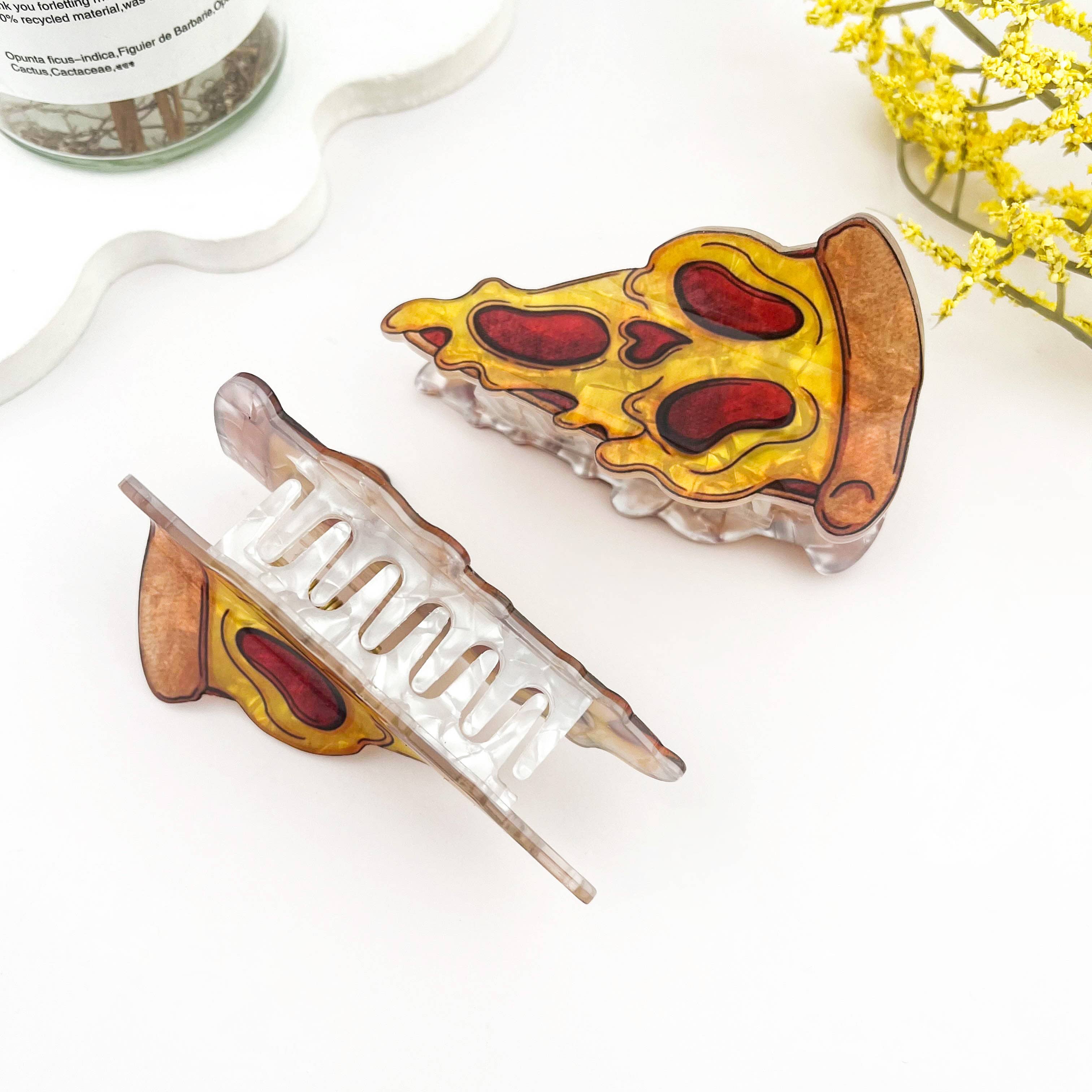 Spooky Skull Pizza Slice Hair Claw