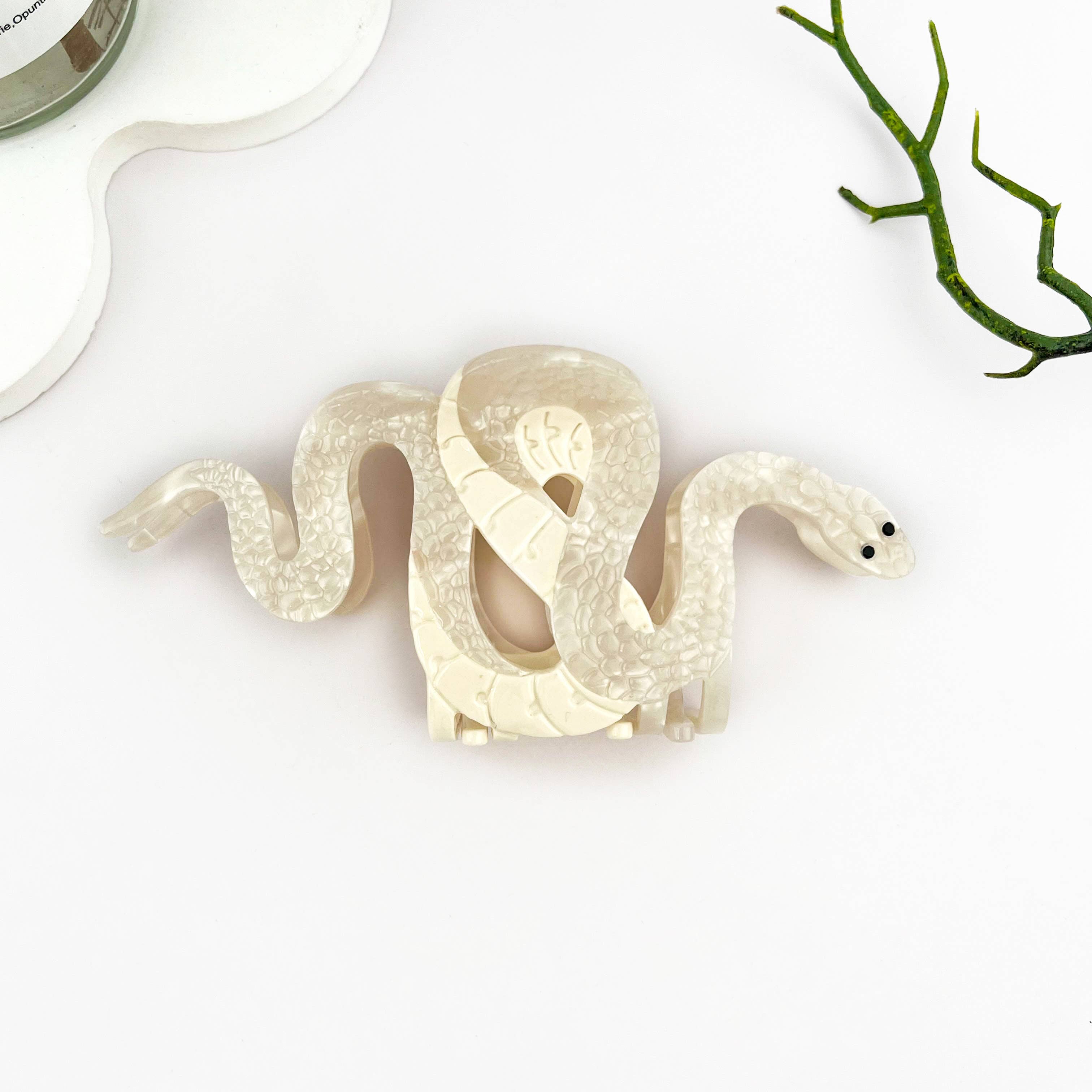 Two-color Snake Hair Clip, Acetate Animal Claw Clip: Gray
