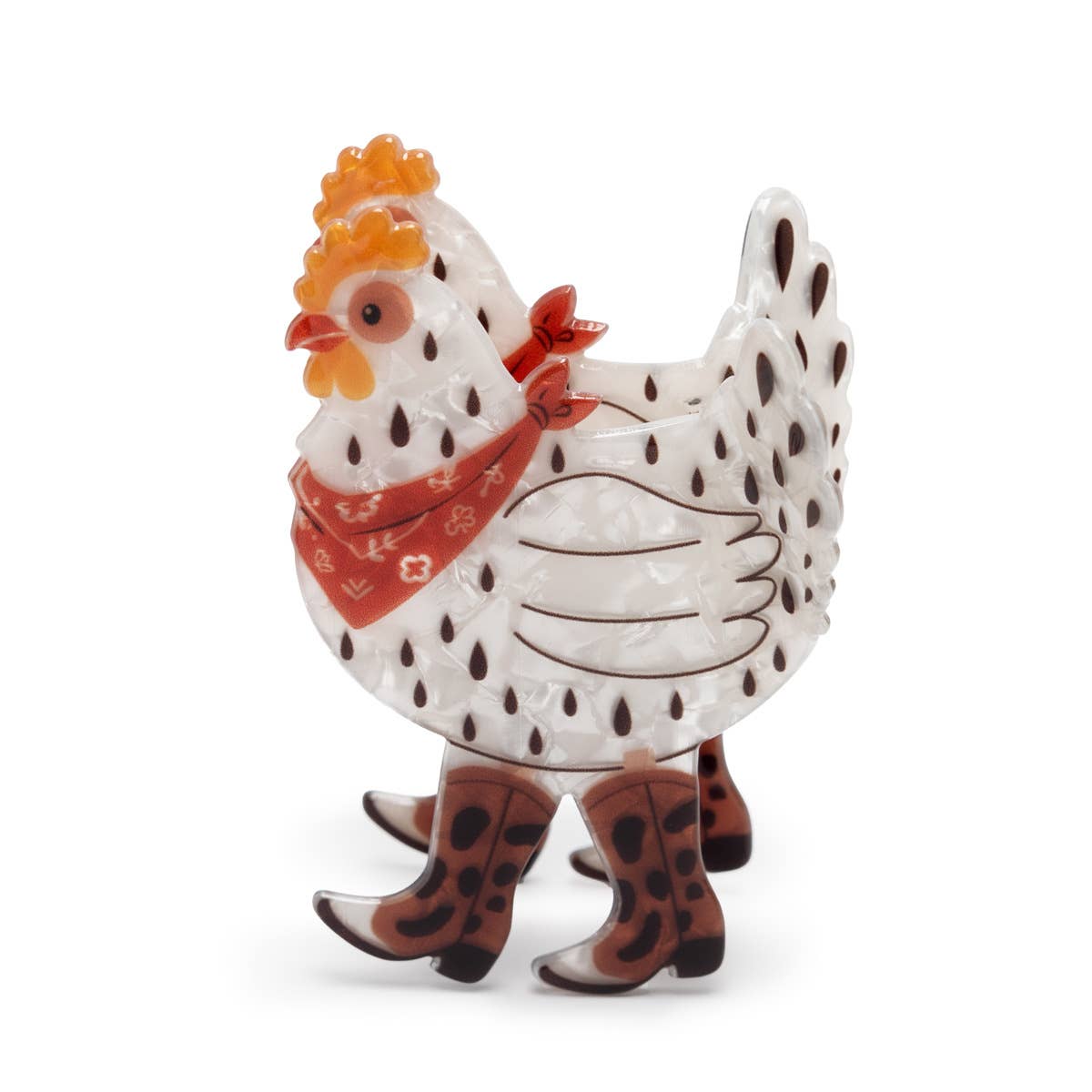 Fun Western Cowboy Bandana & Boots Chicken Hair Claw Clip: Chicken
