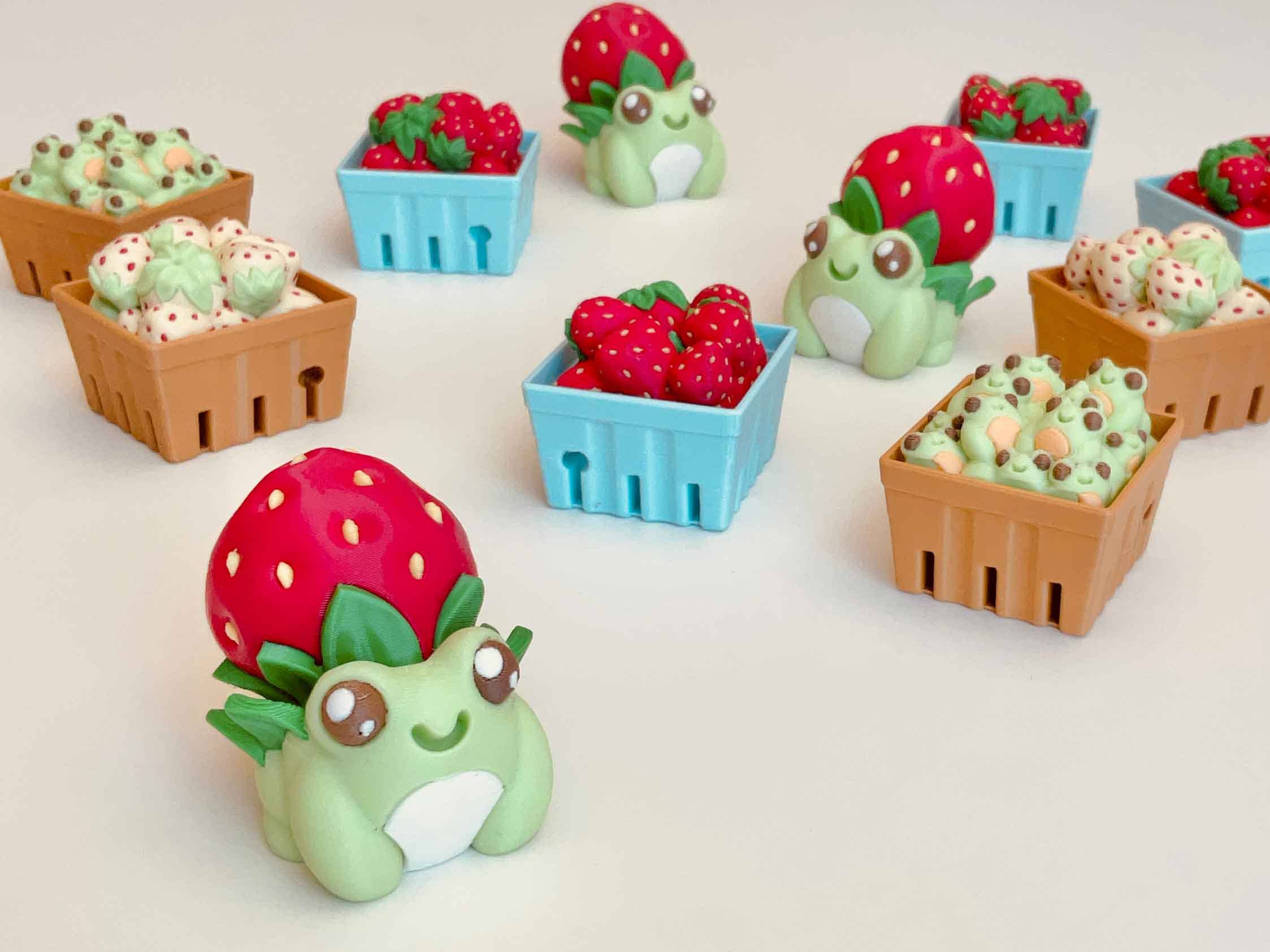 Basket of Strawberries and Frogs Clicker 3D Printed Fidget: Basket of Strawberries / Red