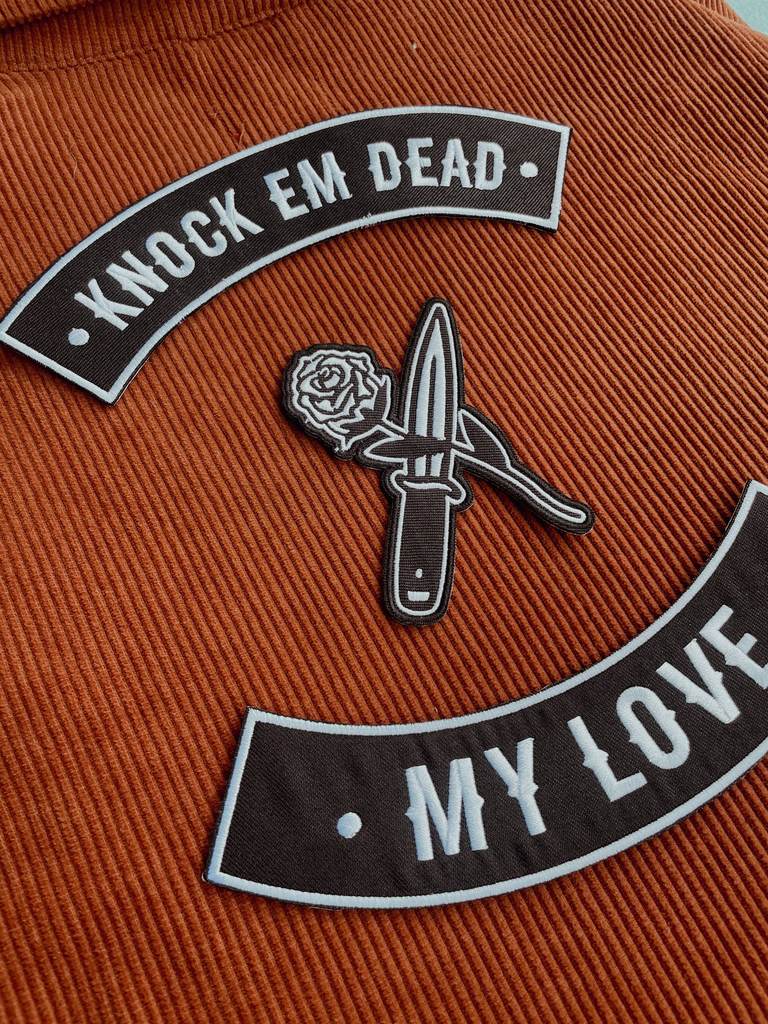 Knock Em Dead Back Patch - Large Embroidered Iron-On Patch -