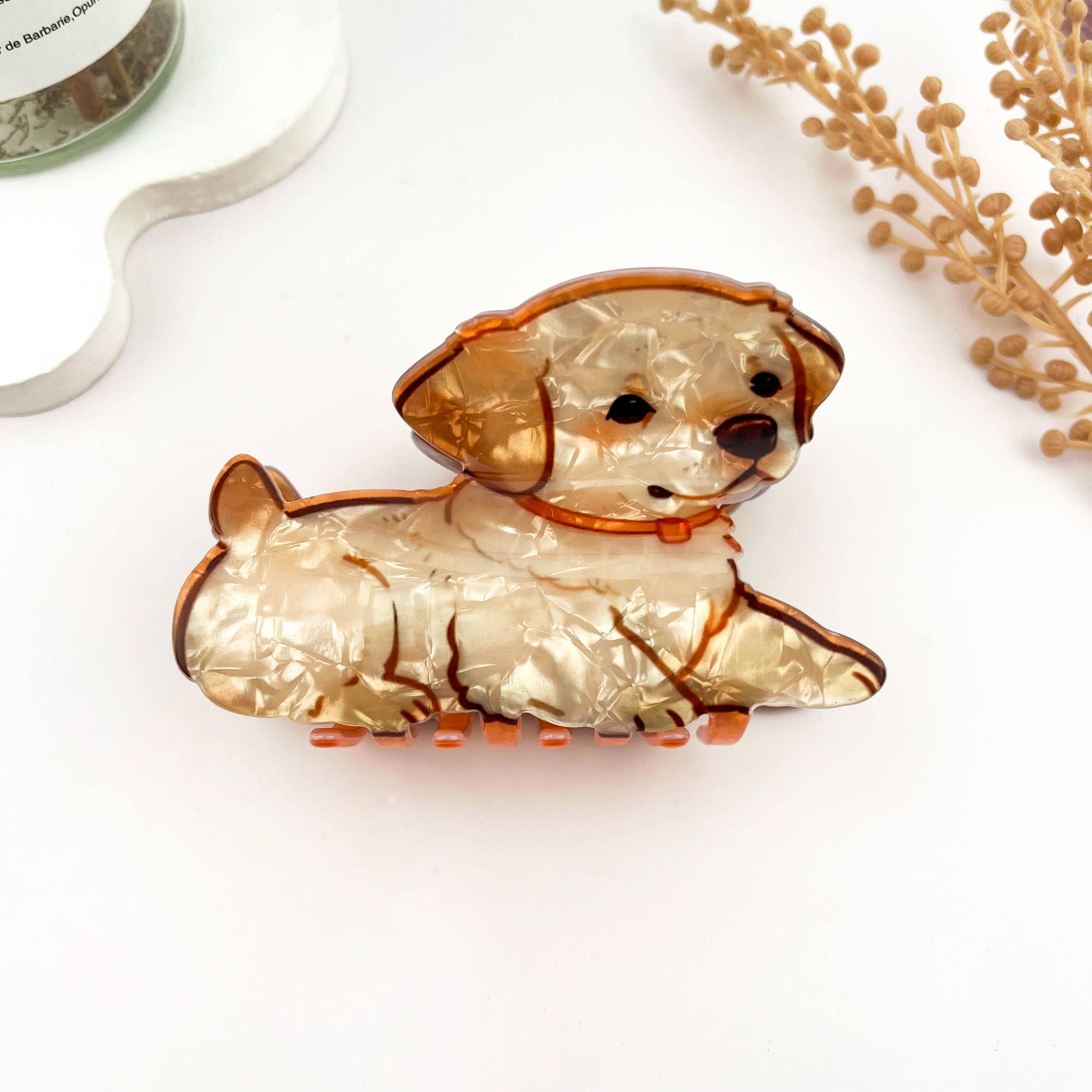 Cartoon Dog Printed Hair Claw, Puppy Lover Hair Clip: Pug