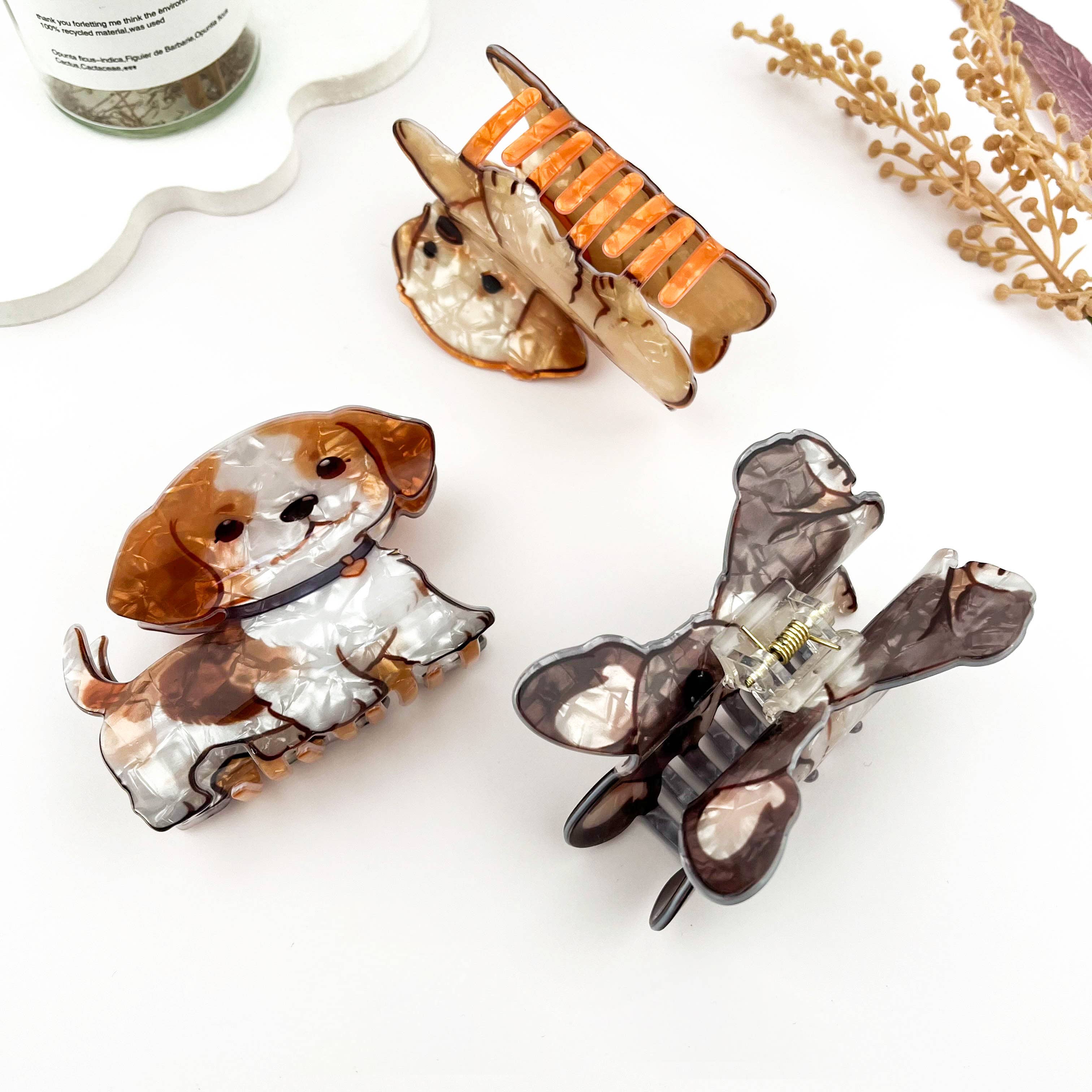 Cartoon Dog Printed Hair Claw, Puppy Lover Hair Clip: Pug