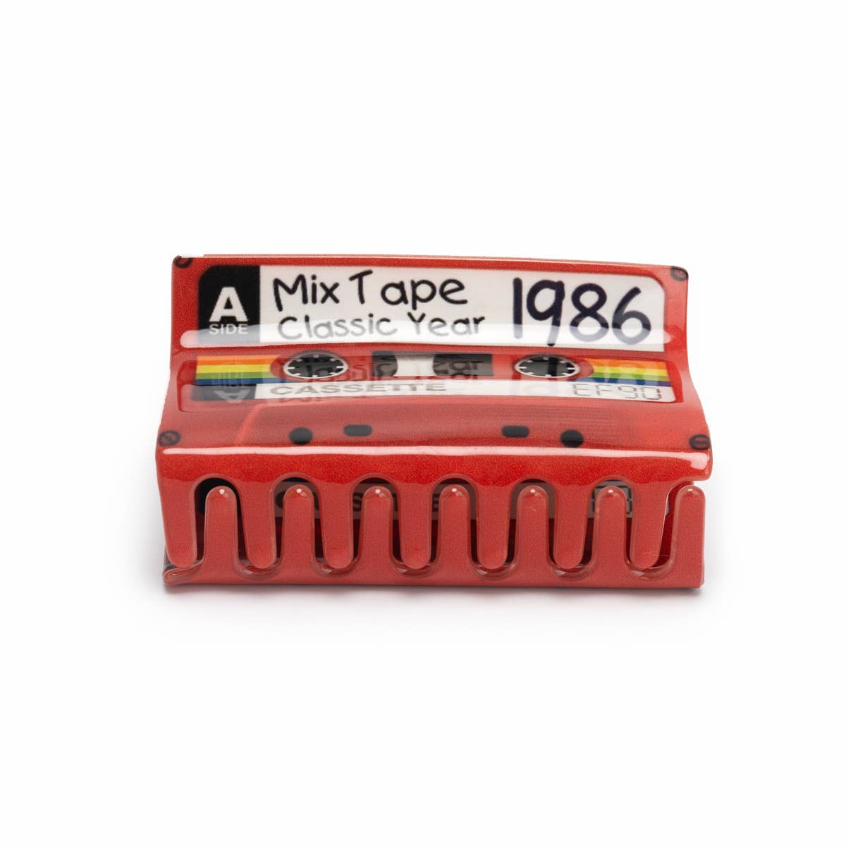 Mix Tape Classic Year 1986 Cassette Hair Claw Clip: Red