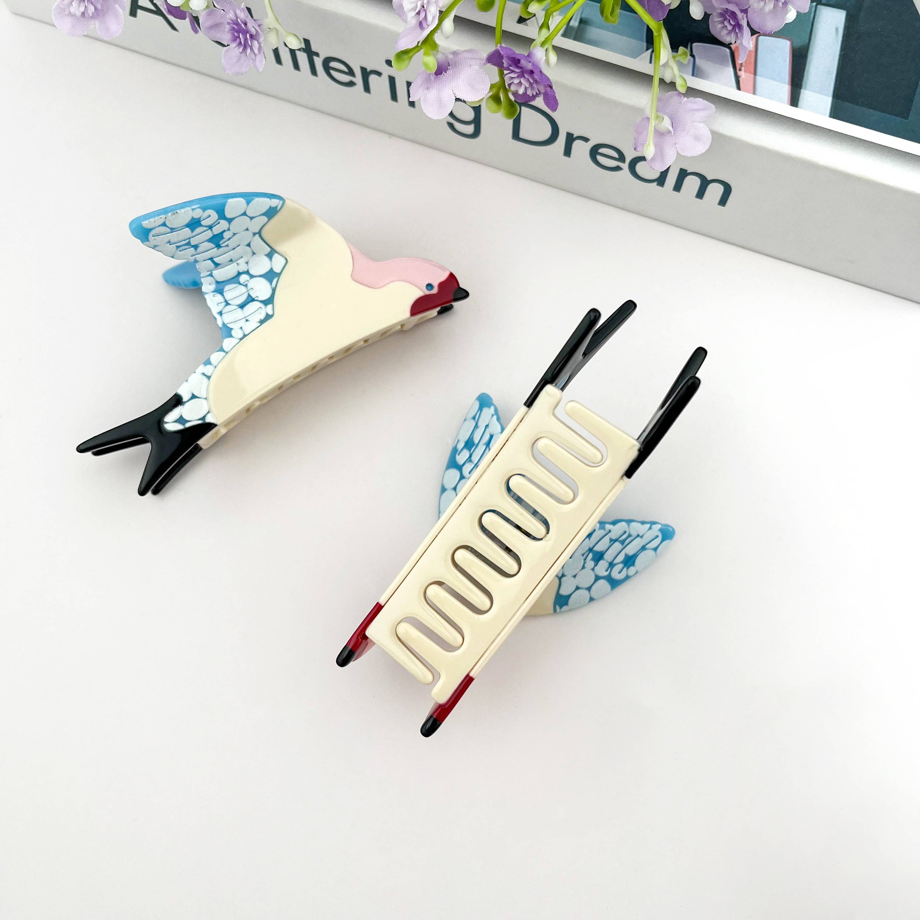 Acetate Blue Swallow Hair Clip