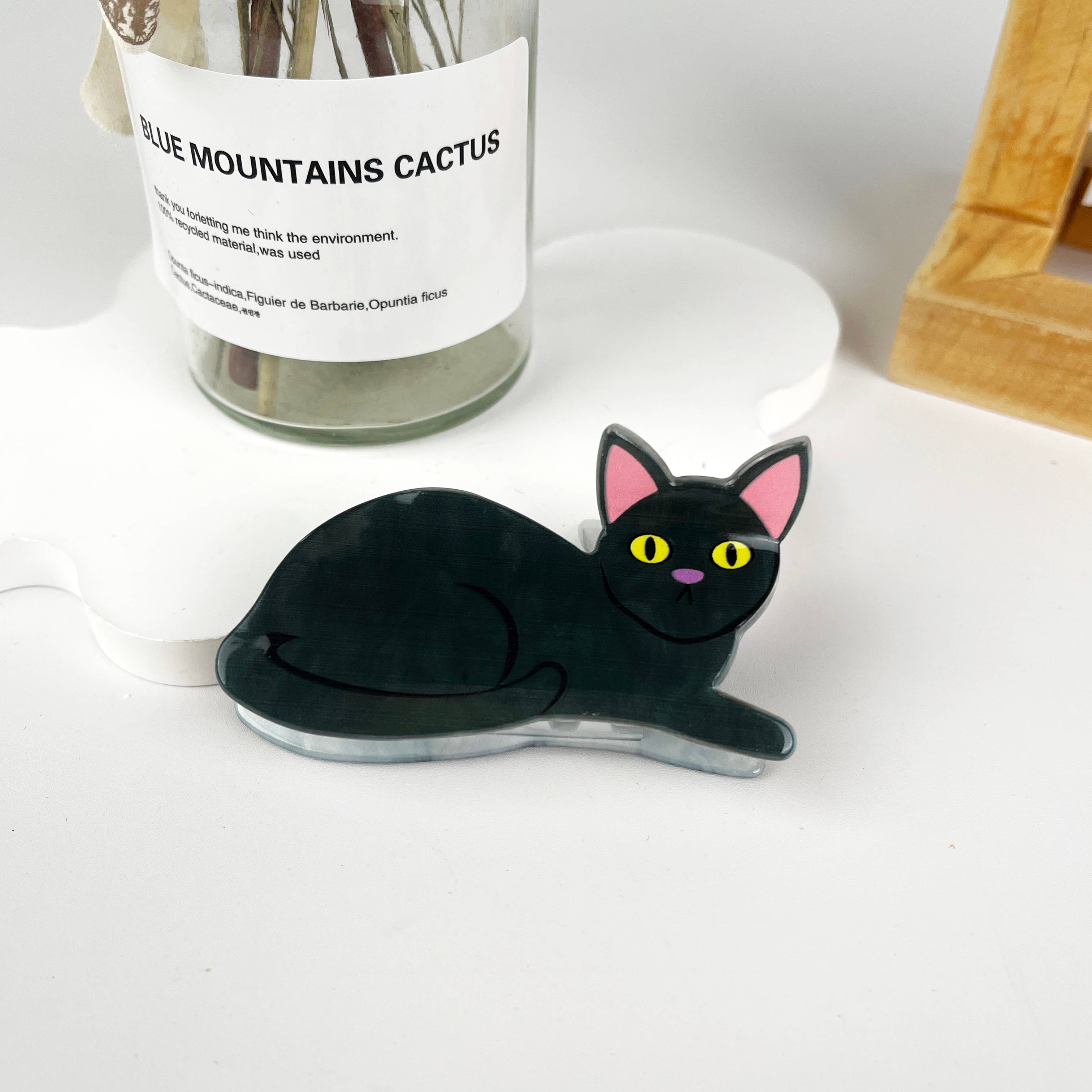Cat style animal hair claw clip: Brown-cat