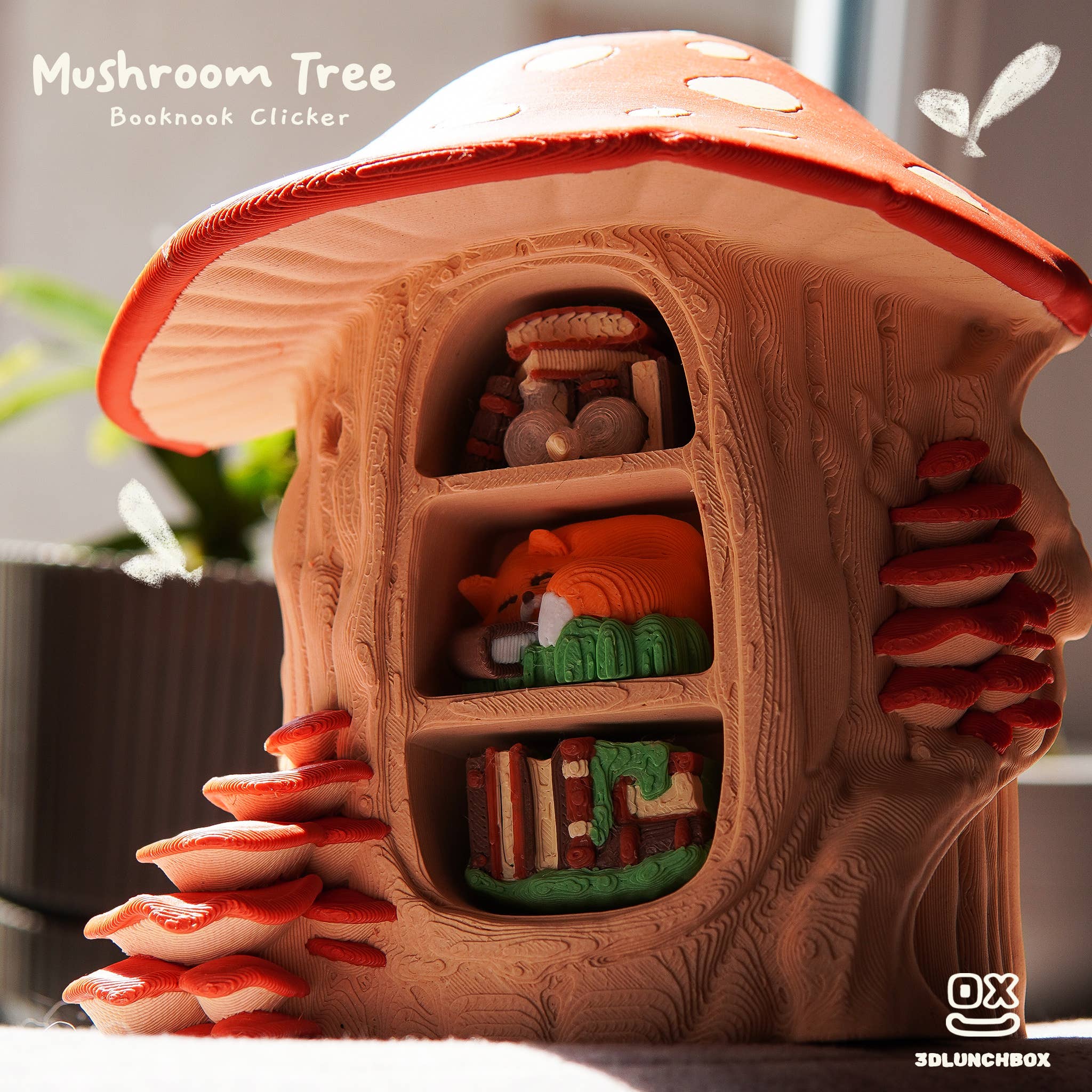 Mushroom Tree House Clicker 3D Print Fidget