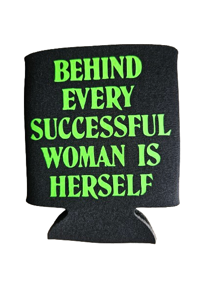 Behind Every Successful Woman Koozie in Blue