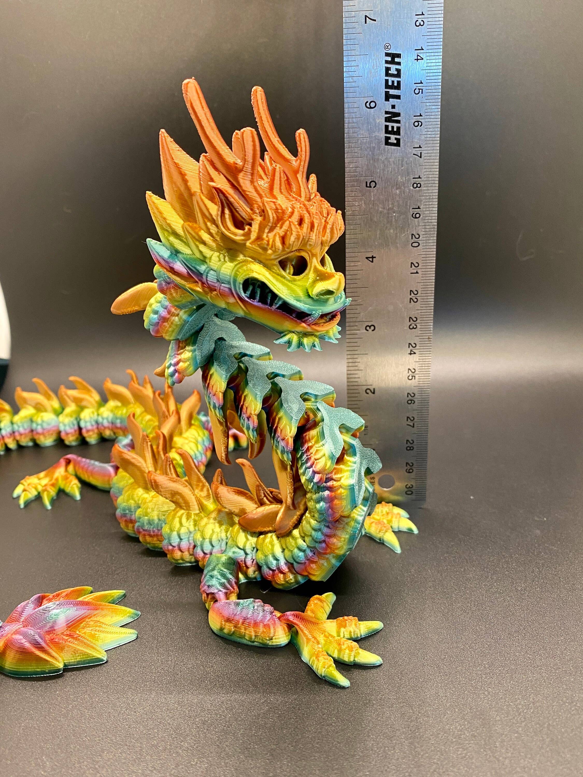 Chinese Imperial Dragon 3D Printed Articulated Toy Rainbow: Silk Green / Small Dragon