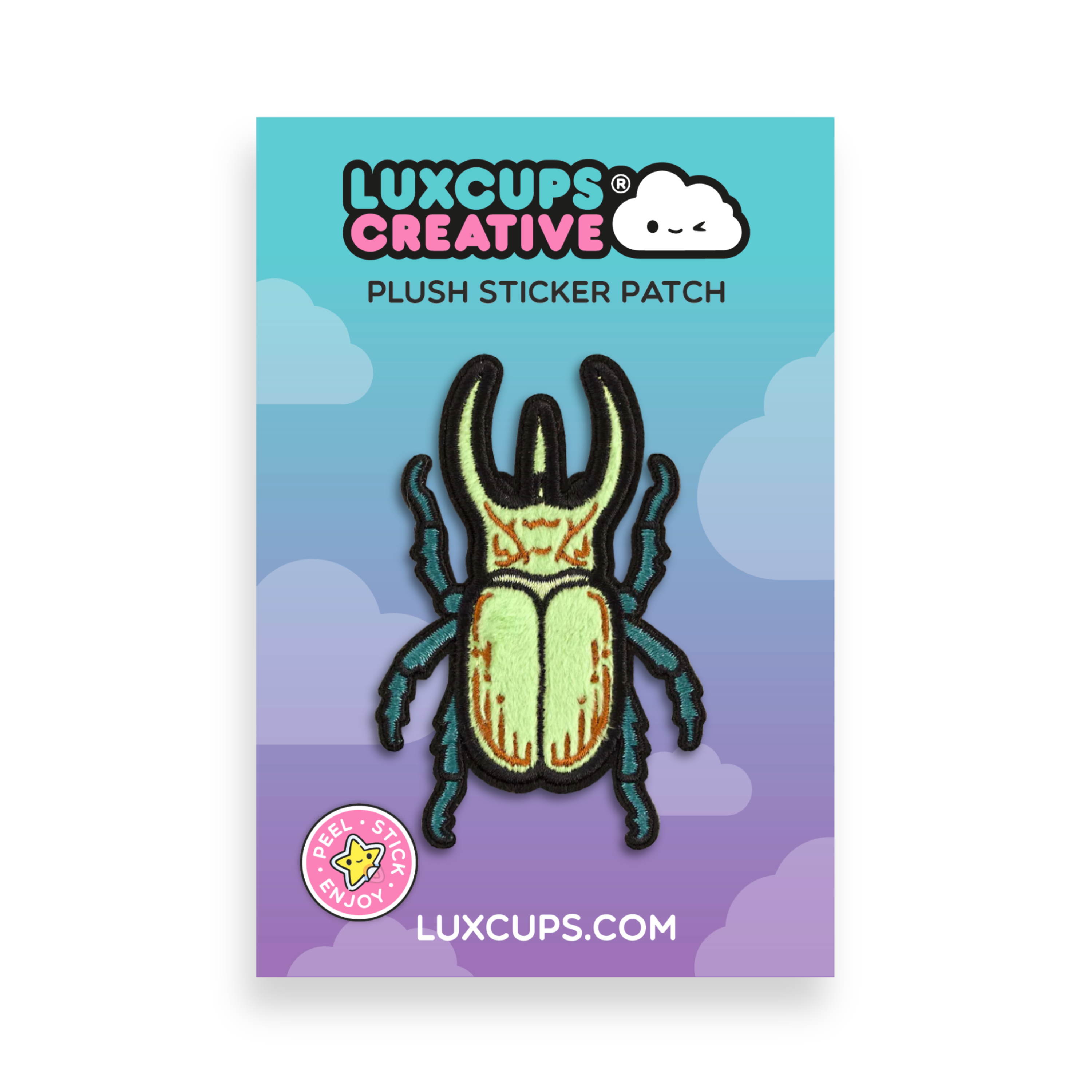 Beetle Fuzzy Plush Patch -Adhesive Backed for Sewing On