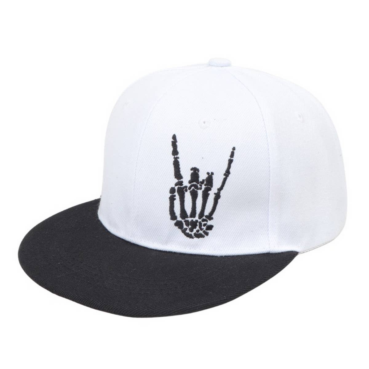 NEW SKULL FINGER EMBROIDERED BASEBALL CAP_CWAH1130: Black / (OS) 2