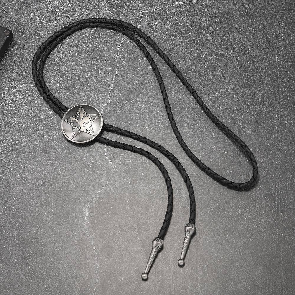 Western Star Engraved Leather Bolo Tie