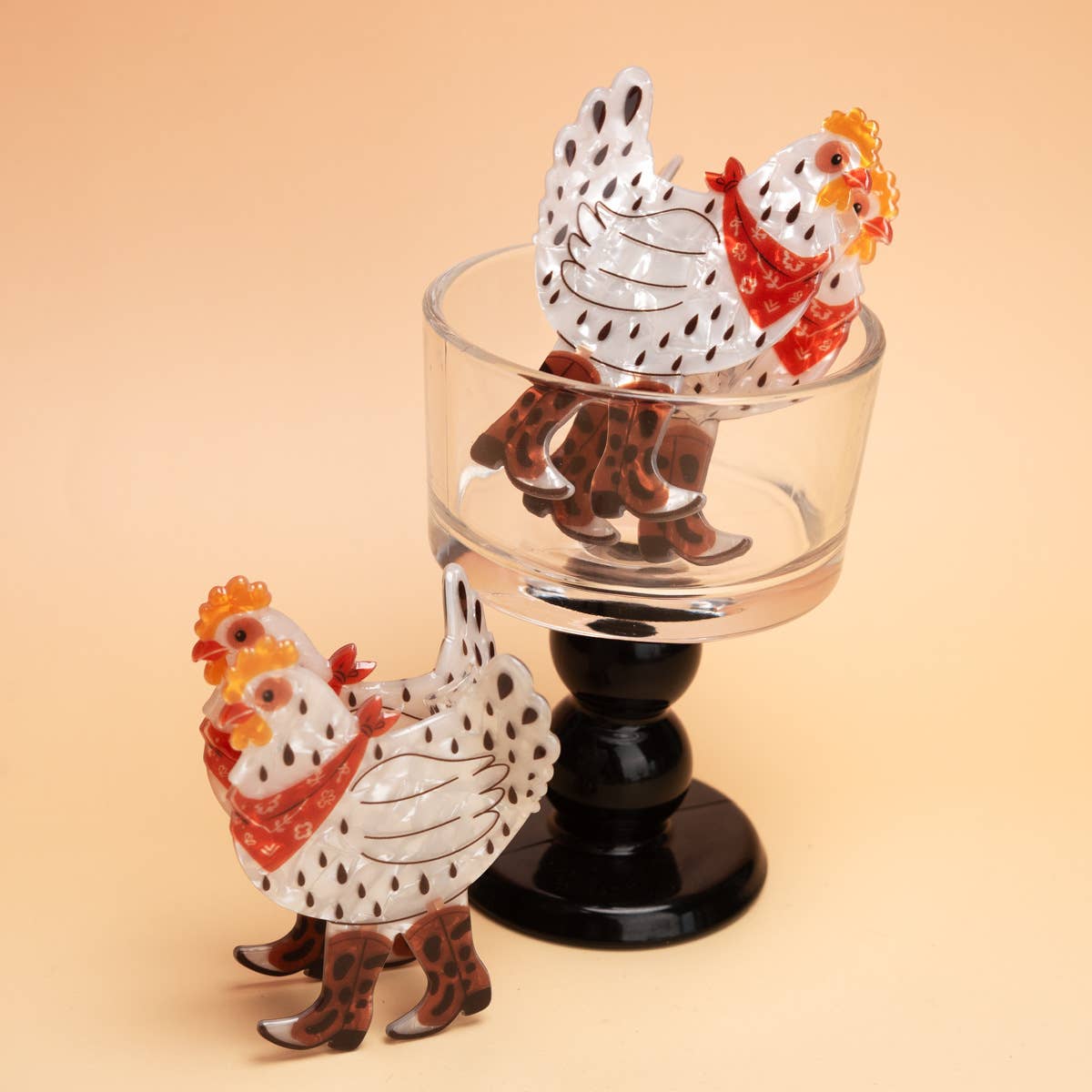 Fun Western Cowboy Bandana & Boots Chicken Hair Claw Clip: Chicken