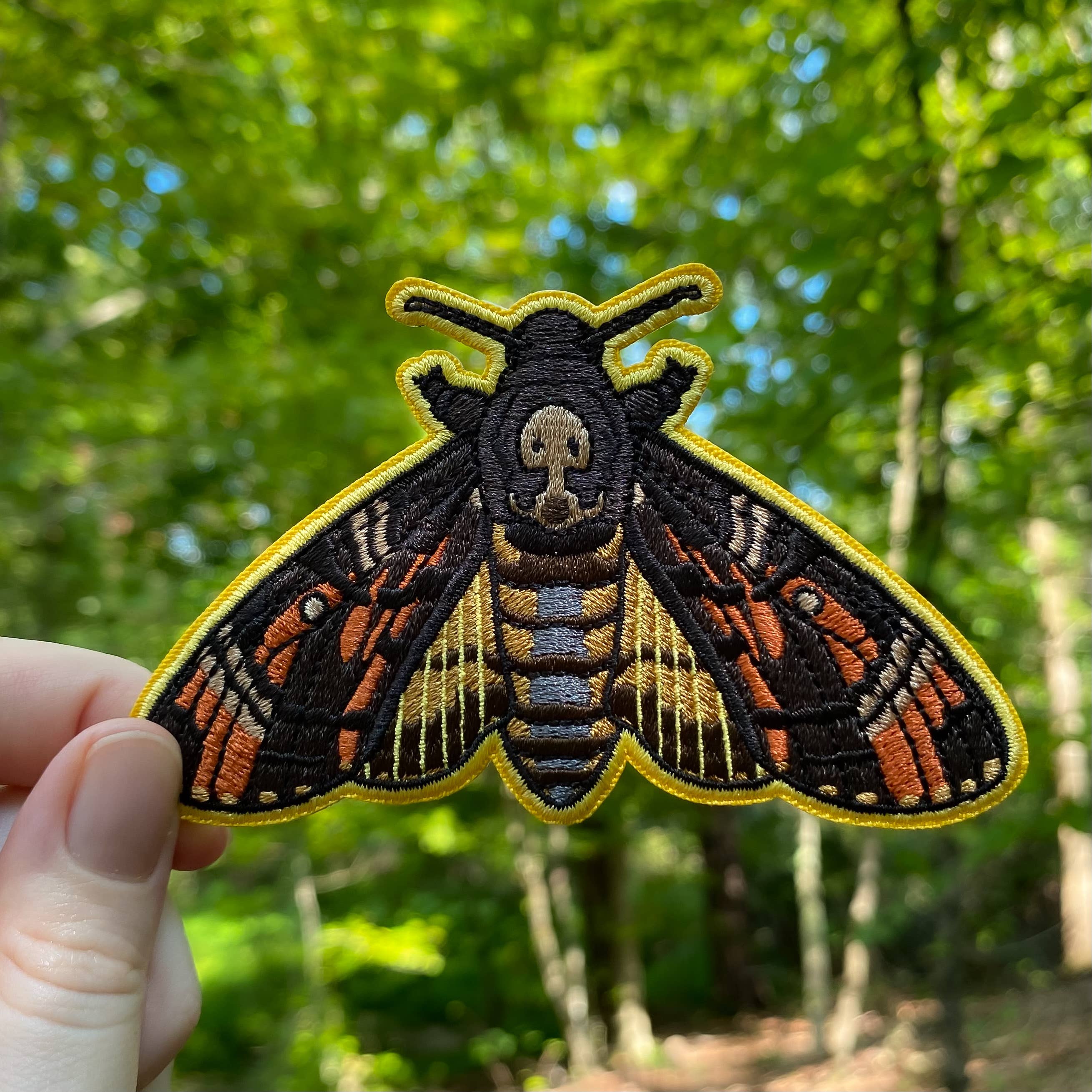 Death's Head Hawk Moth Iron-On Embroidered Patch
