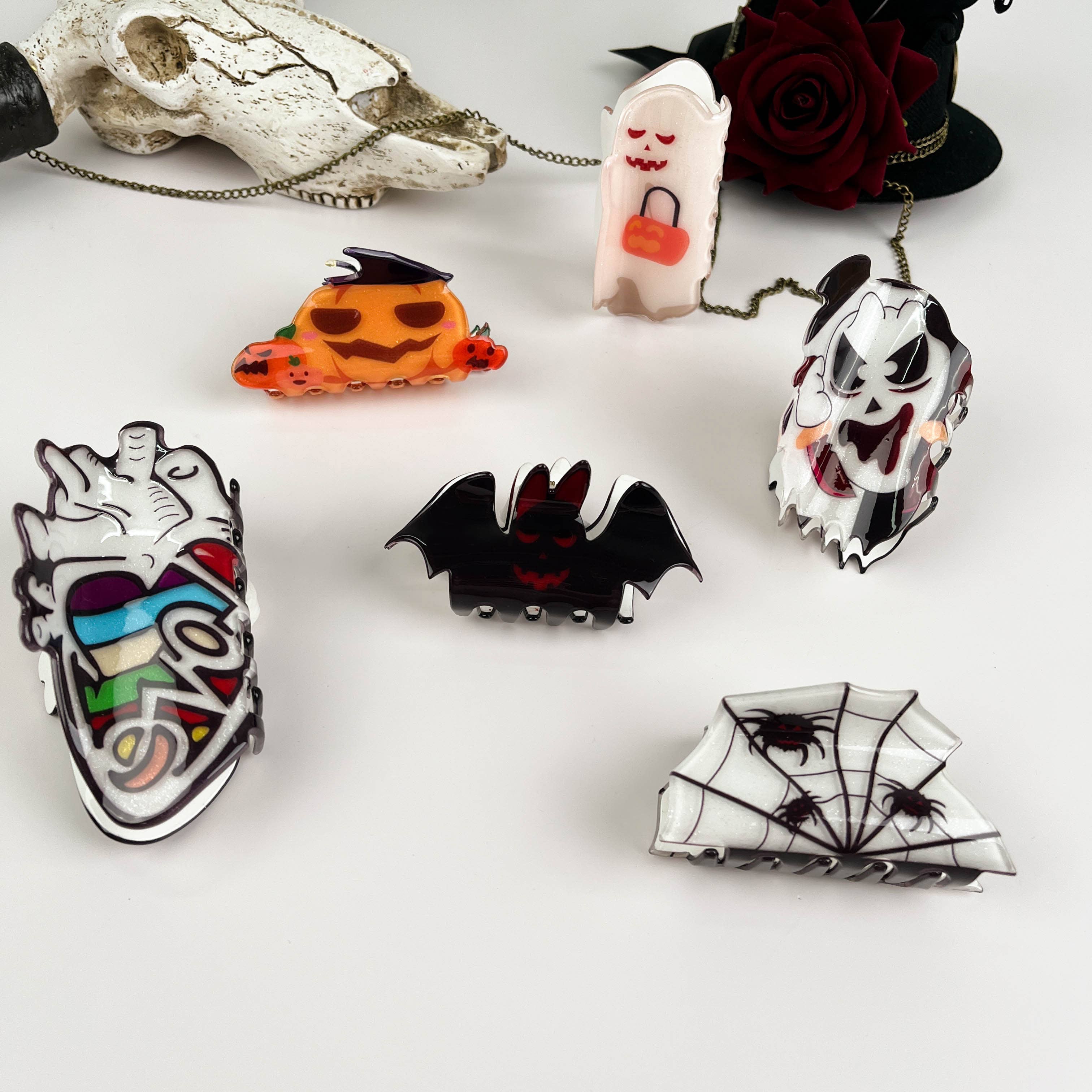 Halloween cute ghost hair claw clip: Bat