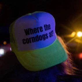 Where The Corndogs At? Trucker Hat: Maroon/White