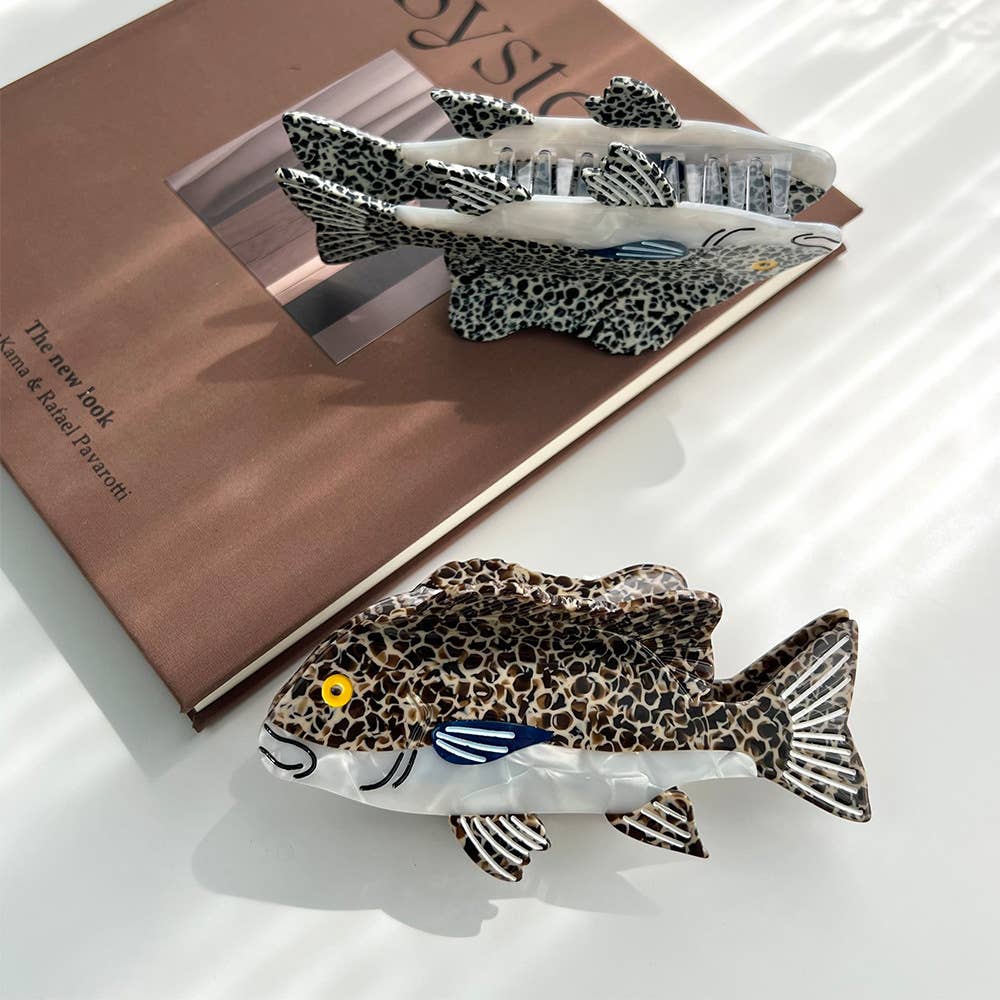 Ocean-Inspired Leopard Grouper Hair Claw: Brown