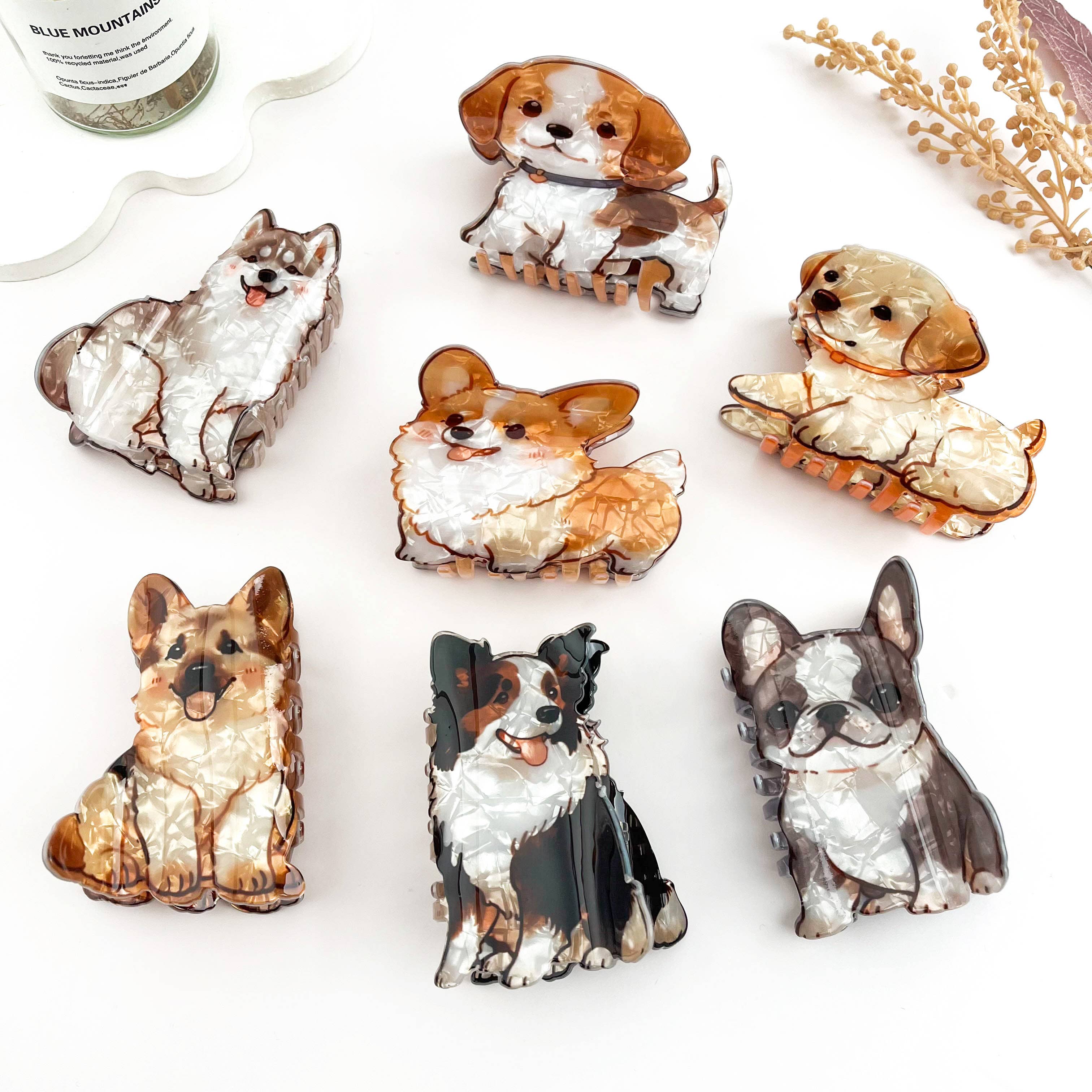 Cartoon Dog Printed Hair Claw, Puppy Lover Hair Clip: Pug