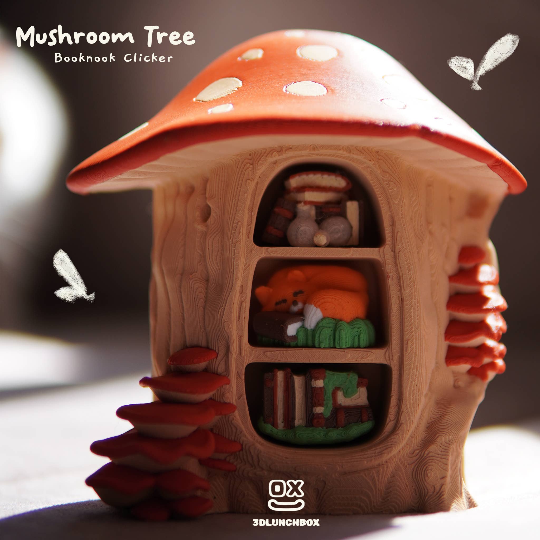 Mushroom Tree House Clicker 3D Print Fidget