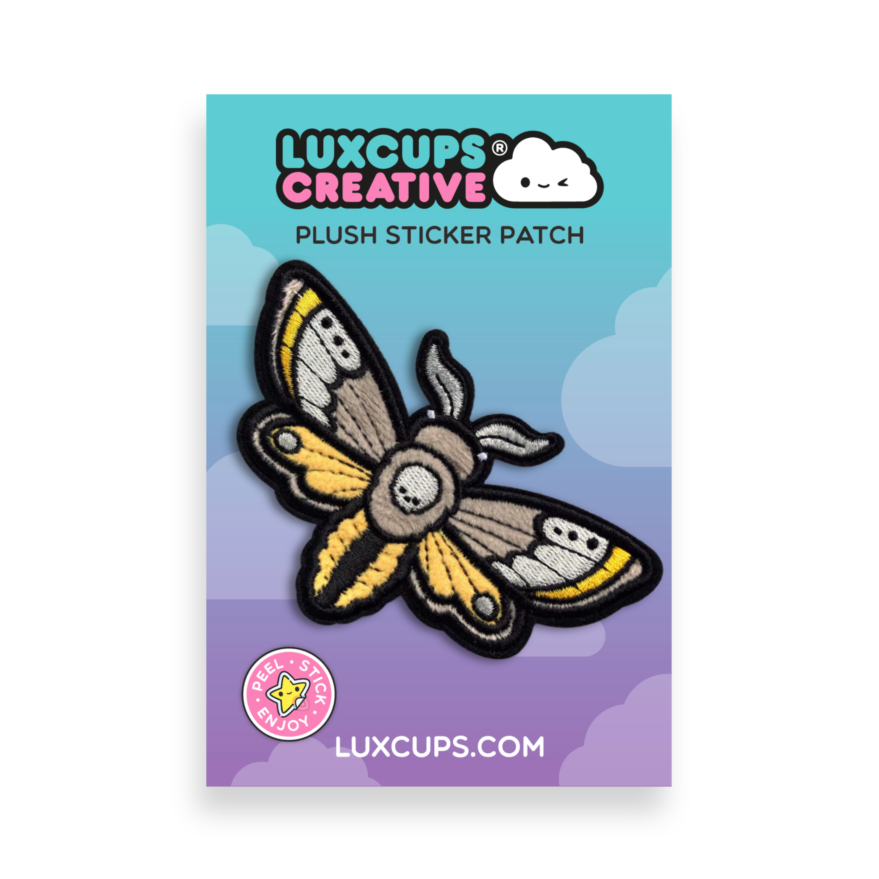 Moth Fuzzy Plush Patch  - Adhesive Backed for Sewing On
