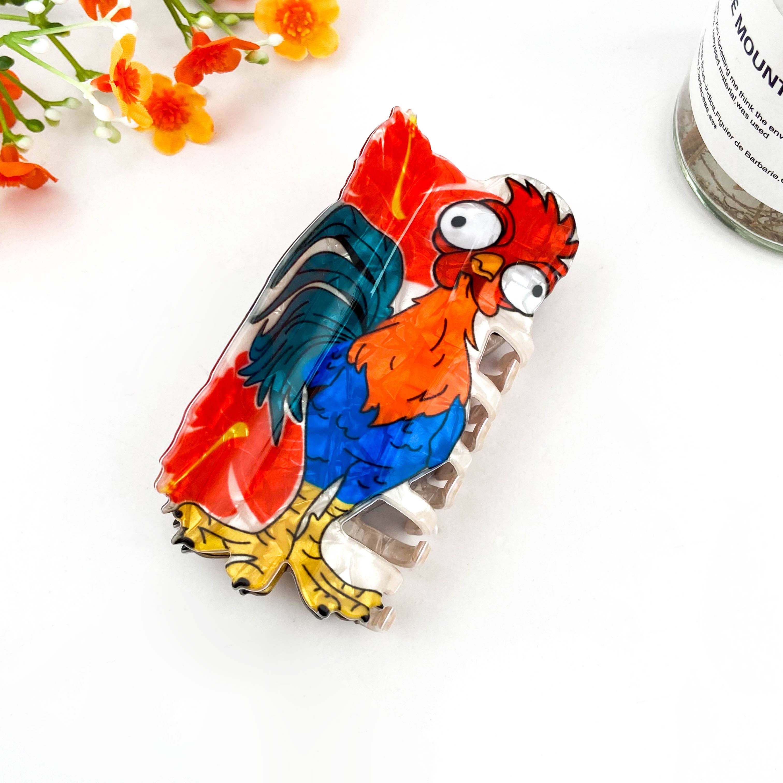 Surprised Chicken Funny Animal Hair Claw: Red