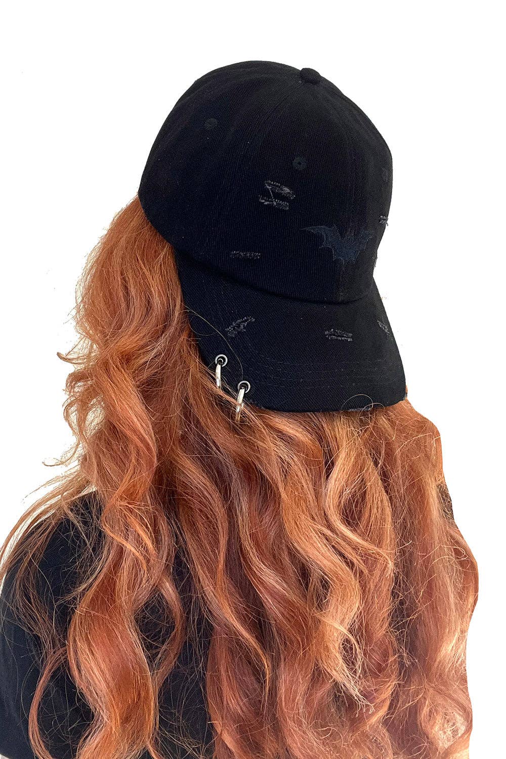Vampire Bat Pierced Baseball Cap Black