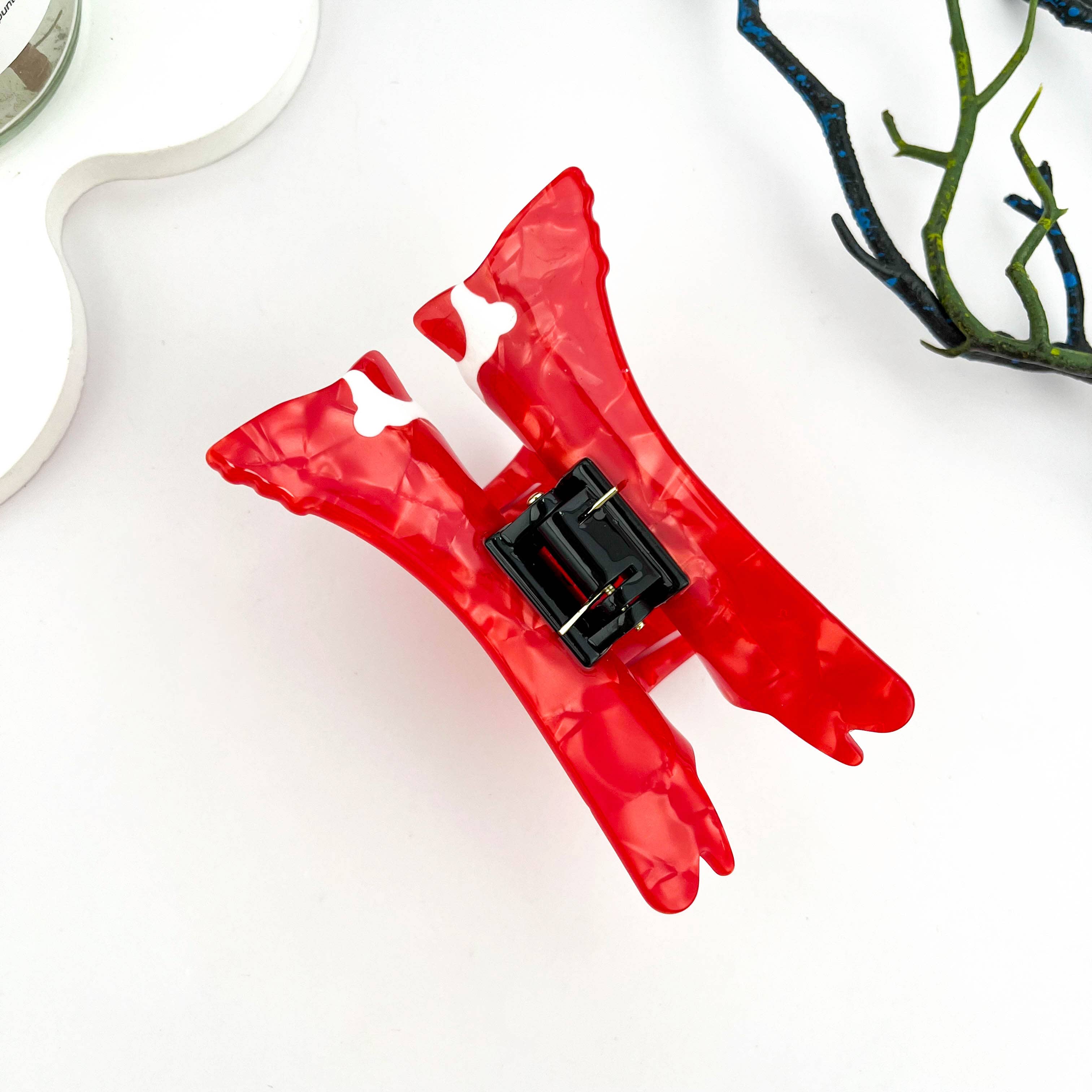 Red Cardinal Acetate Animal Hair Claw Clip