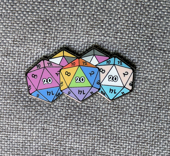 Pride Polyhedral Dice Set Hard Enamel Pin -1.5"