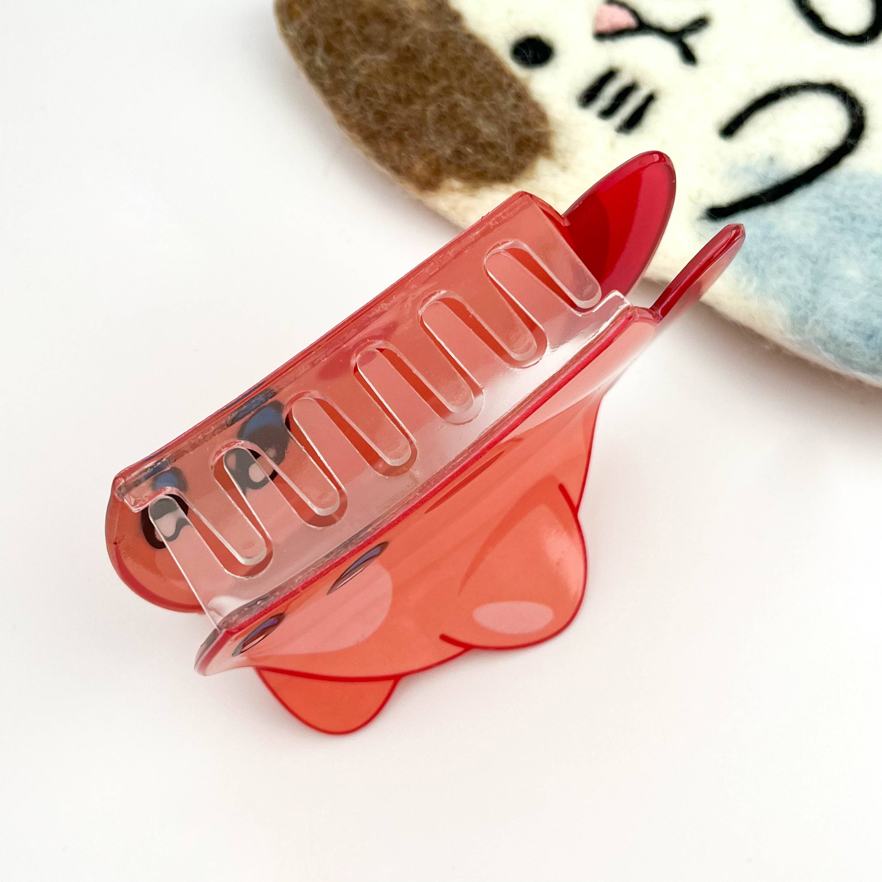 Cute Cartoon Monster Cat Acetate Hair Claw Clip: Pink