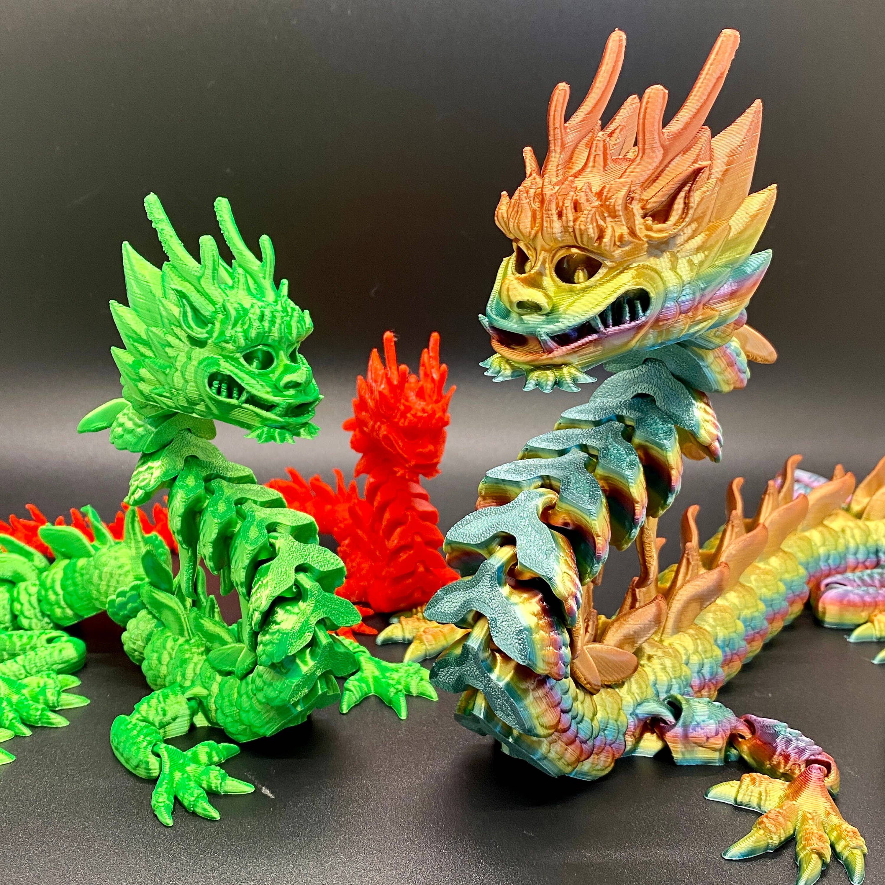 Chinese Imperial Dragon 3D Printed Articulated Toy Rainbow: Silk Green / Small Dragon