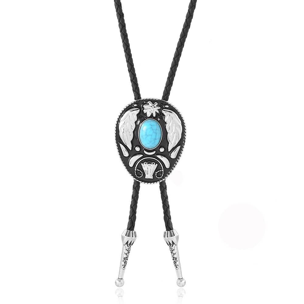 Western Turquoise Bolo Tie Necklace