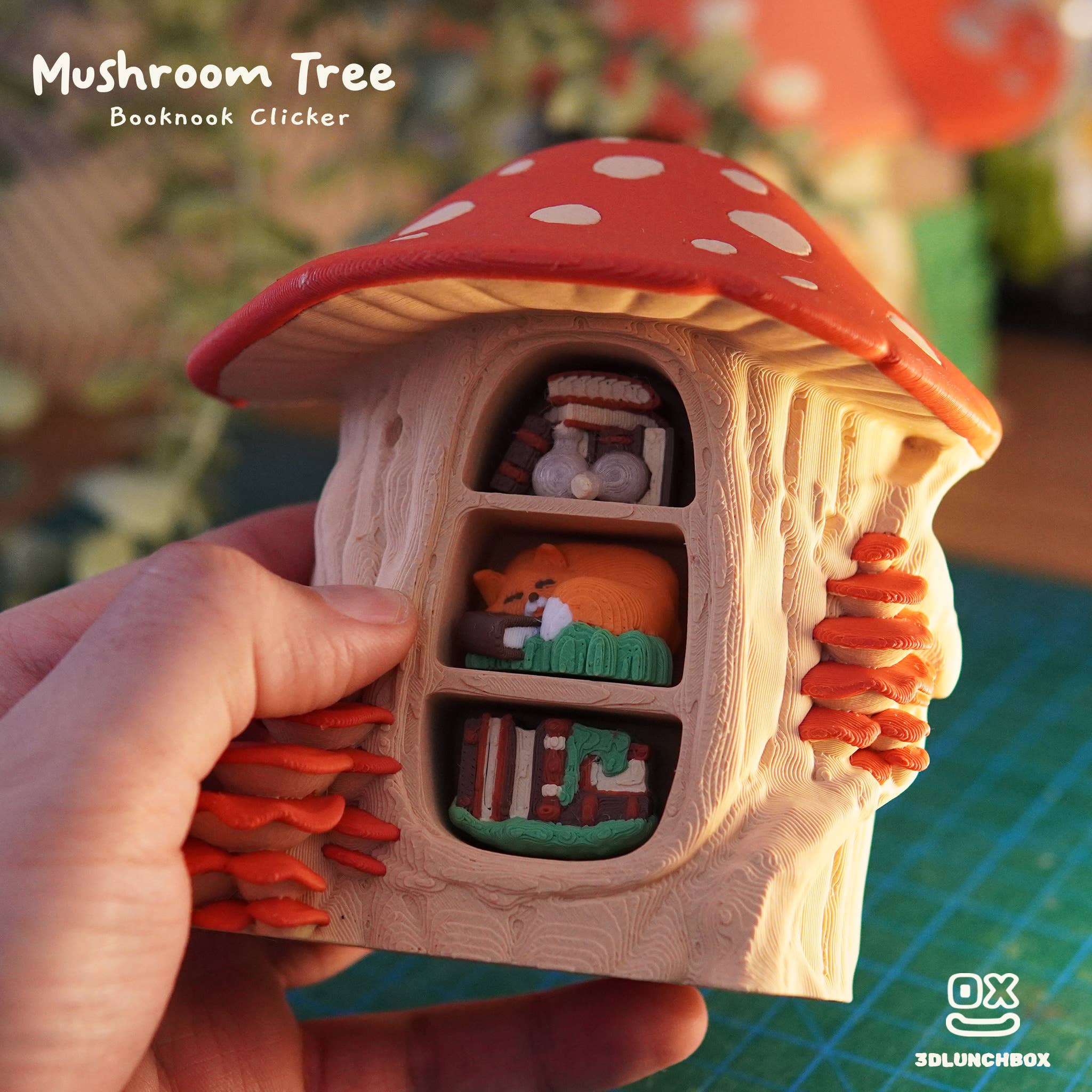 Mushroom Tree House Clicker 3D Print Fidget
