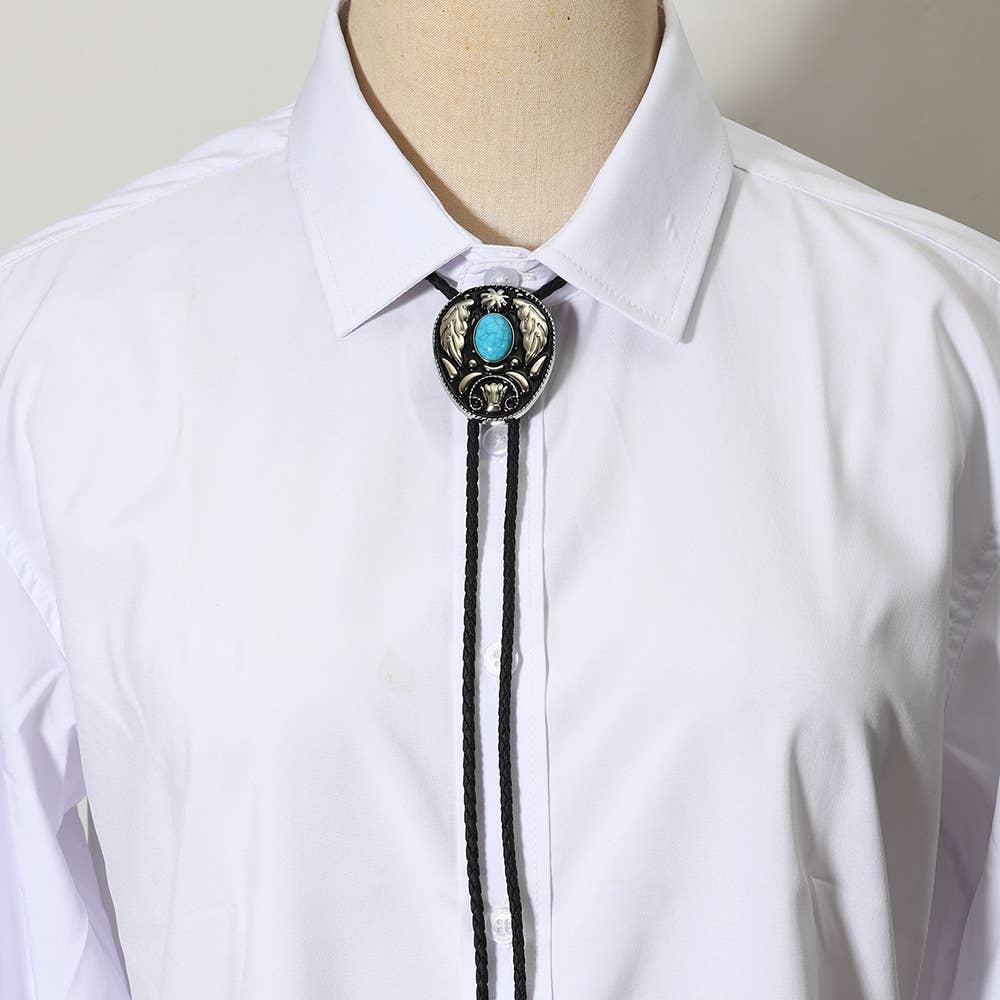 Western Turquoise Bolo Tie Necklace