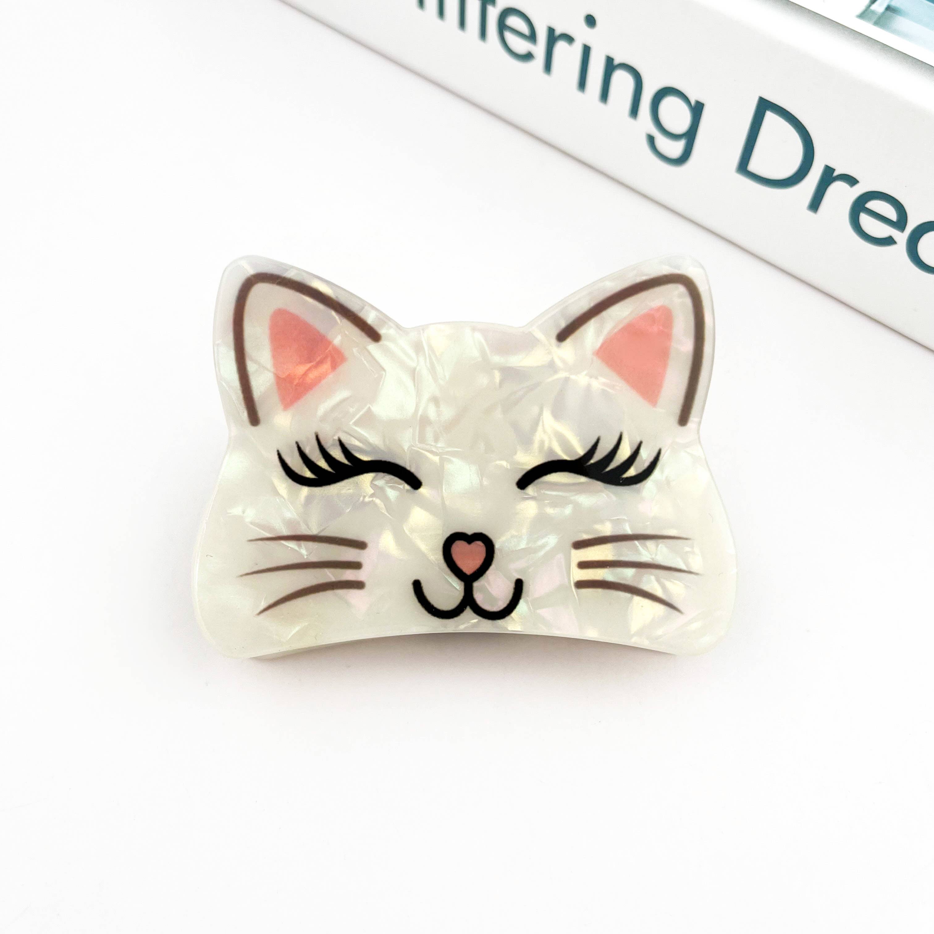 Smiling Cat Claw Clip: White