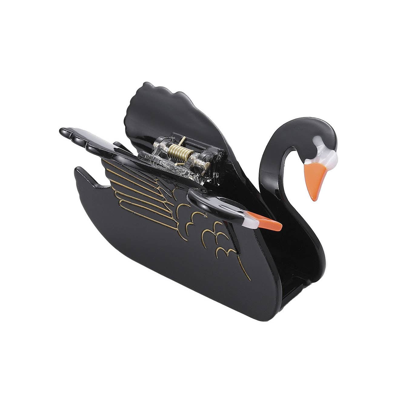 Elegant Black & White Swan-Shaped Hair Clip: White