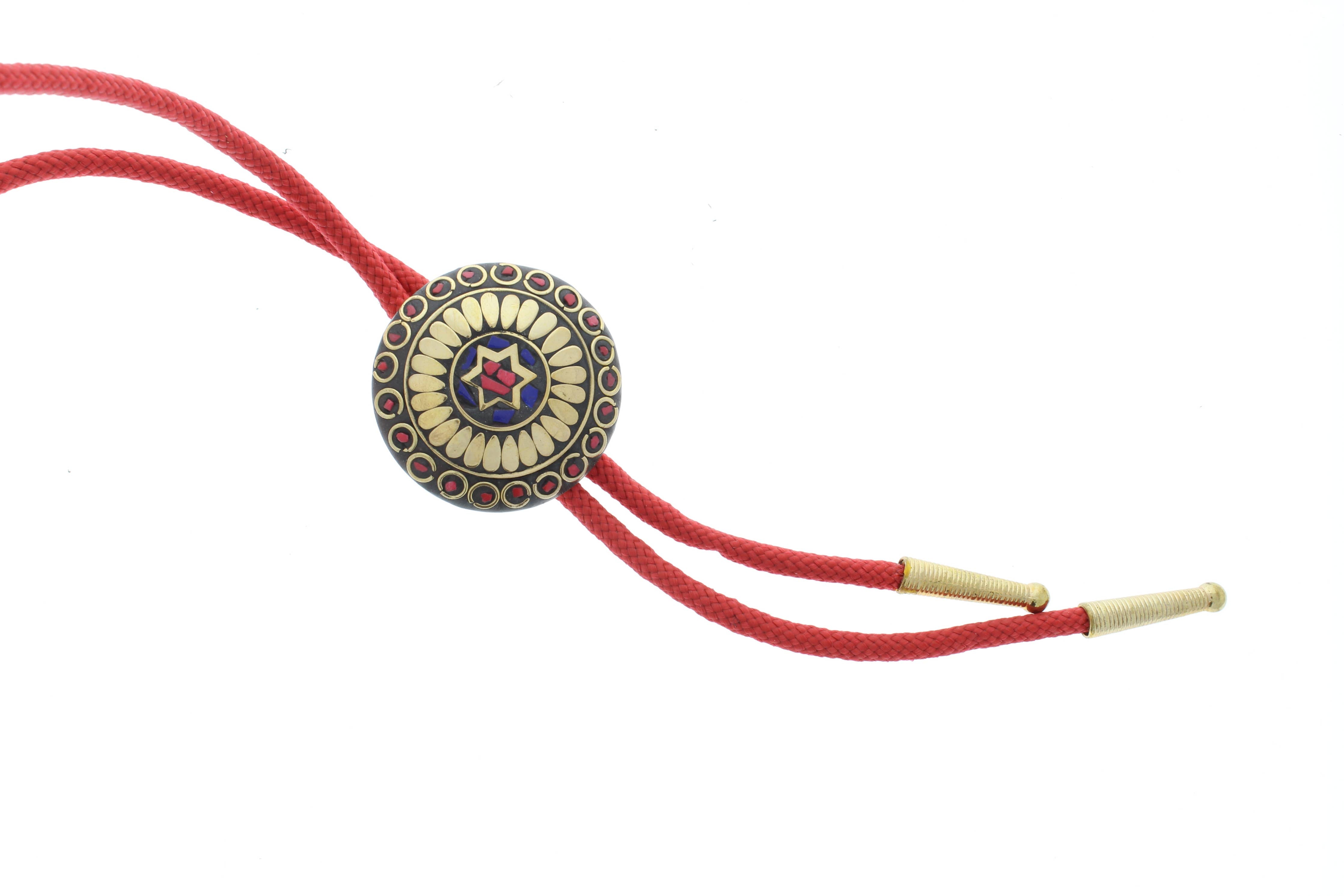 Focal Color Medallion Red Cord Bolo Tie