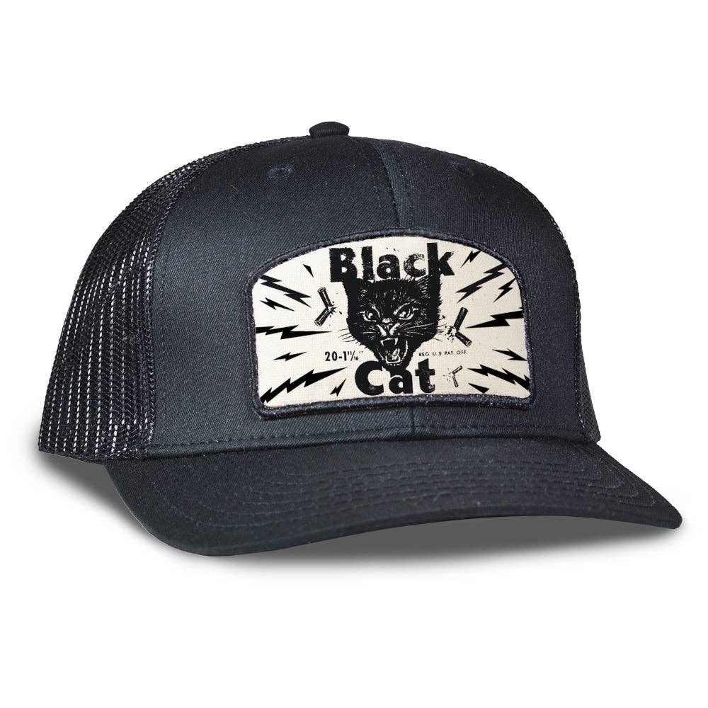 Black Cat Trucker Hat: Black