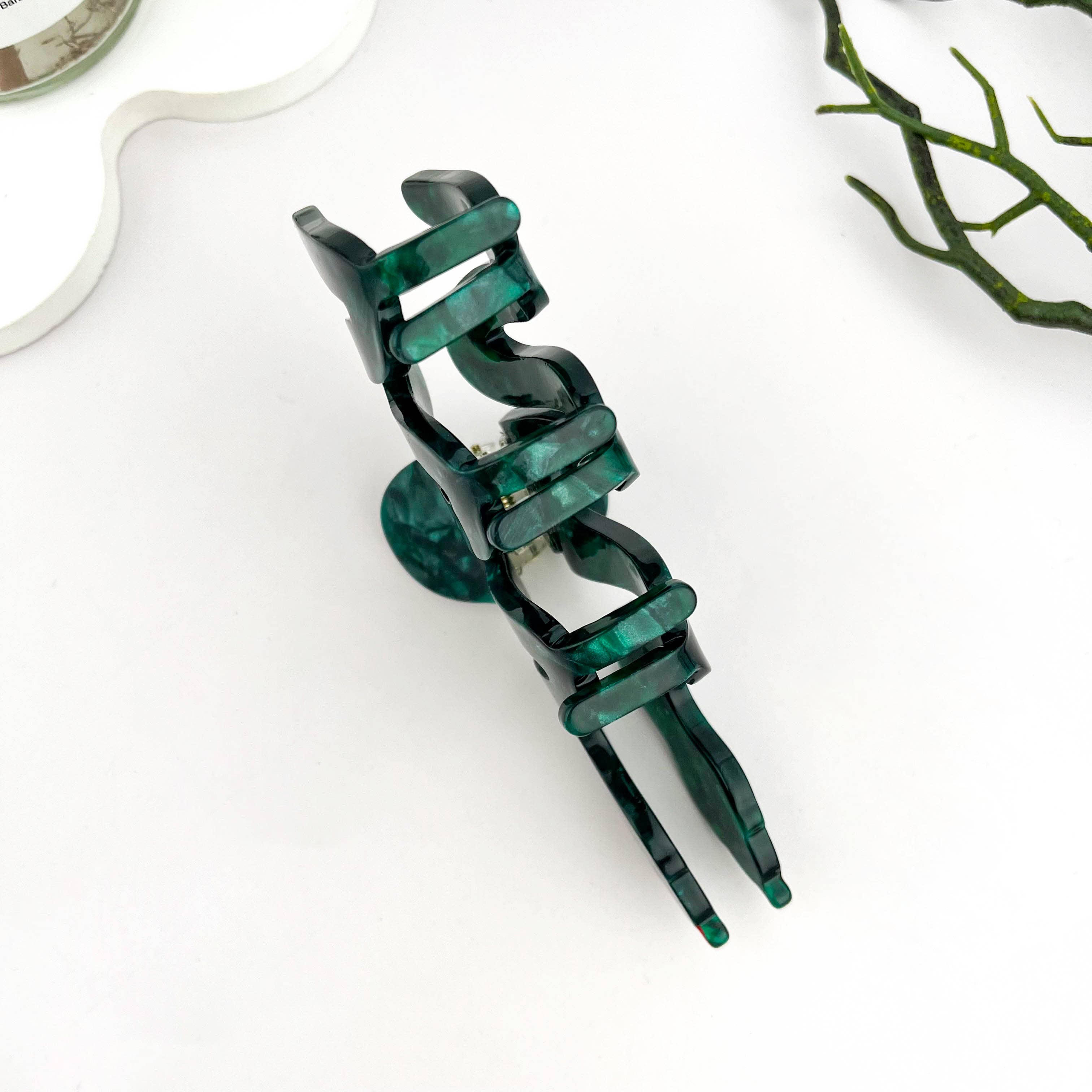 Green Scaled Giant Python Acetate Animal Hair Claw Clip