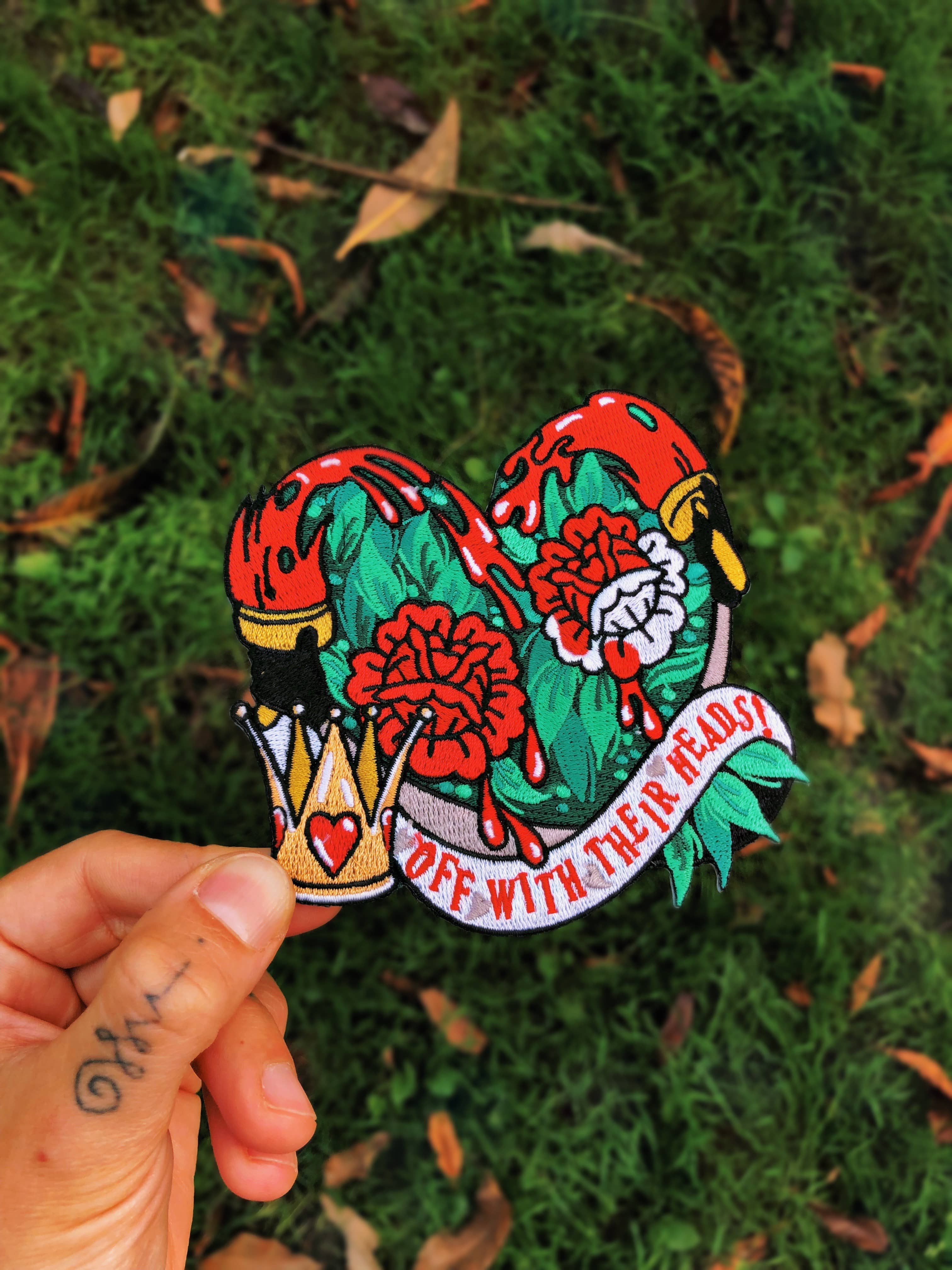 Queen of Hearts Off With Their Heads Roses Iron On Patch By La Barbuda