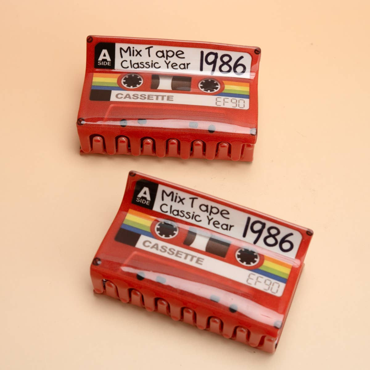 Mix Tape Classic Year 1986 Cassette Hair Claw Clip: Red