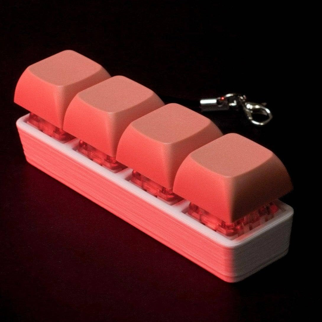 ASMR 4 Key Computer Keyboard Mechanical Fidget: Pastel Red / Clicky (Louder)