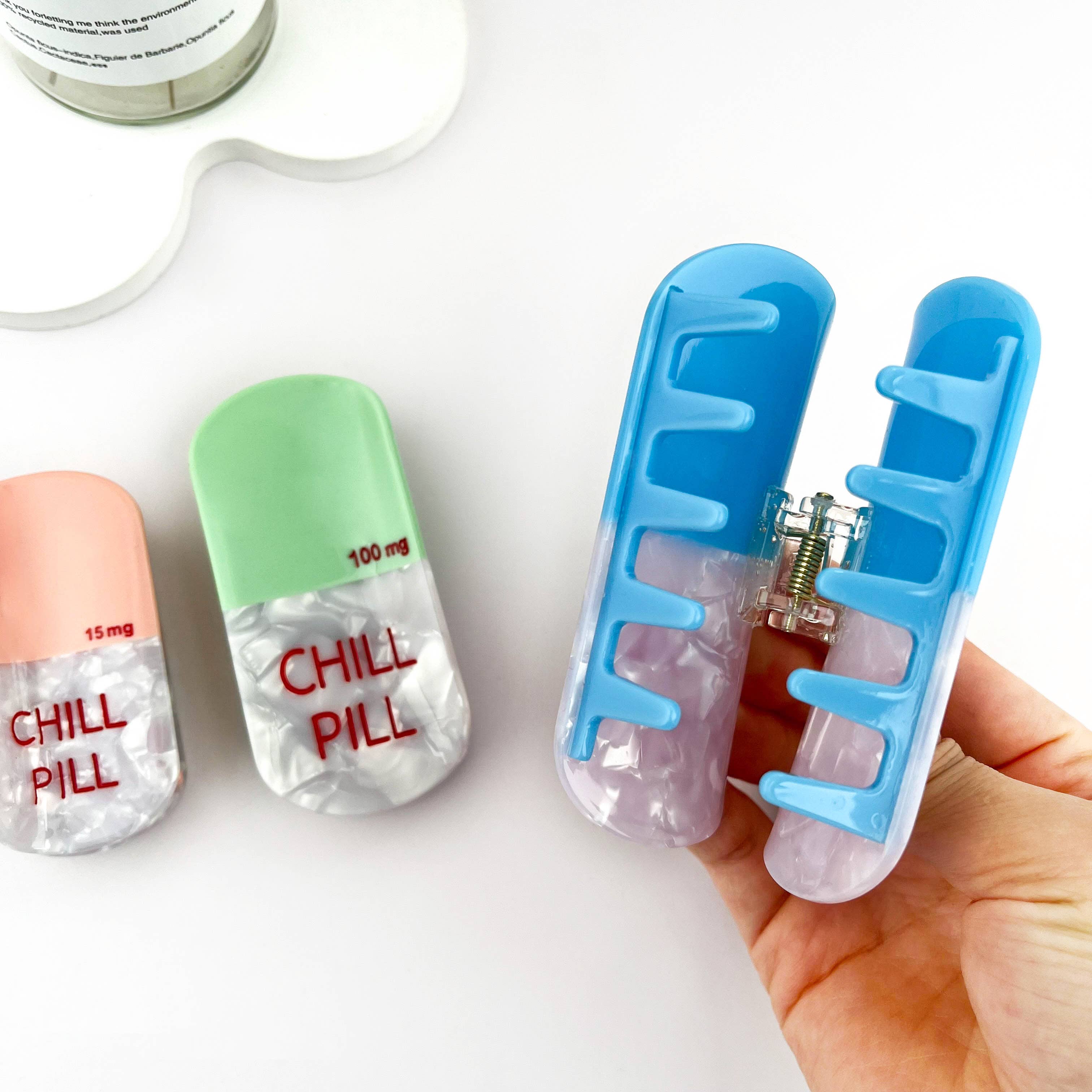 Sweet Dream Sleep Pill Acetate Hair Claw Clip: Blue