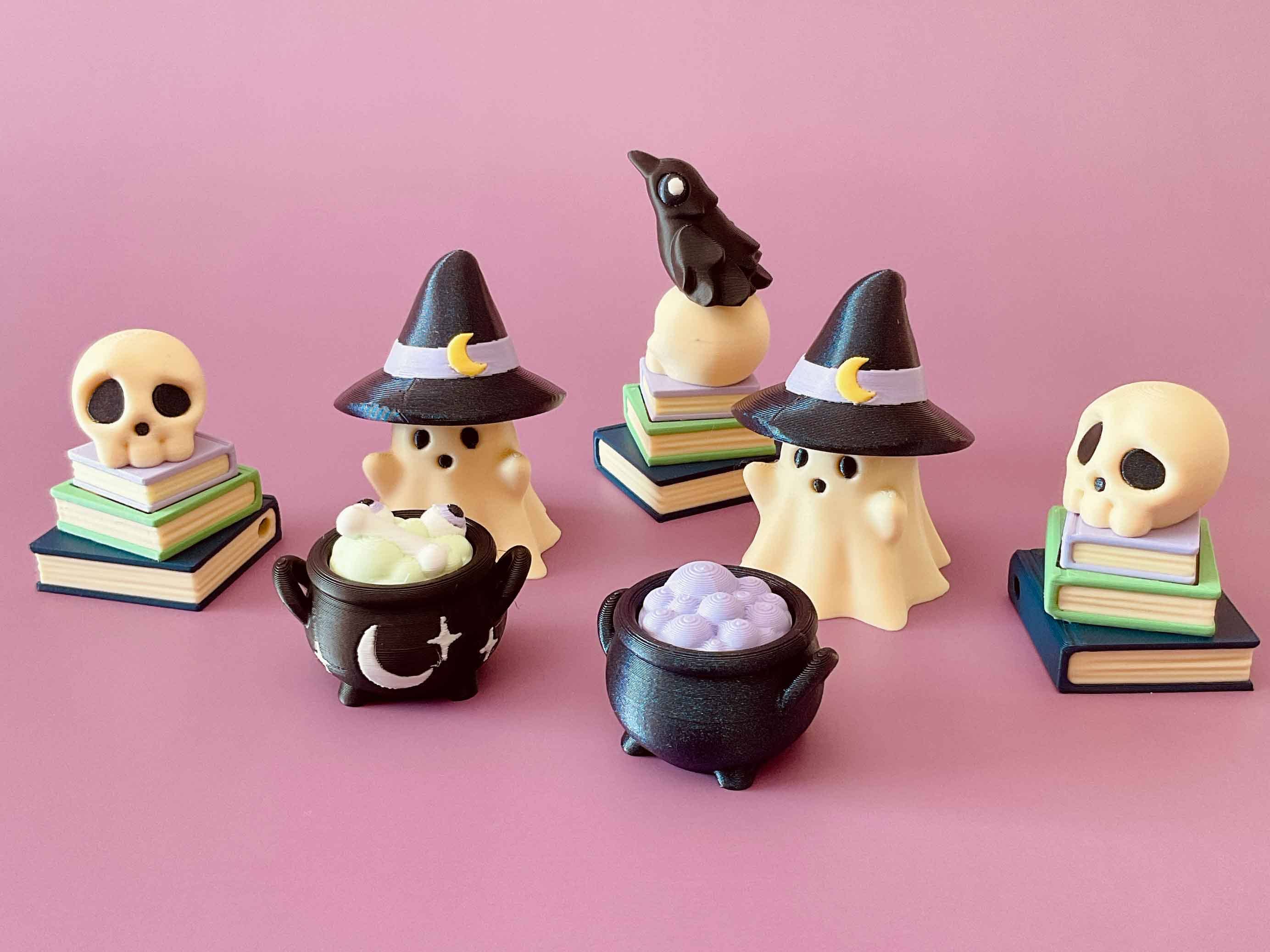 Witch’s Lair Halloween Clicker 3D Printed Fidget Keychain: Ghost Witch