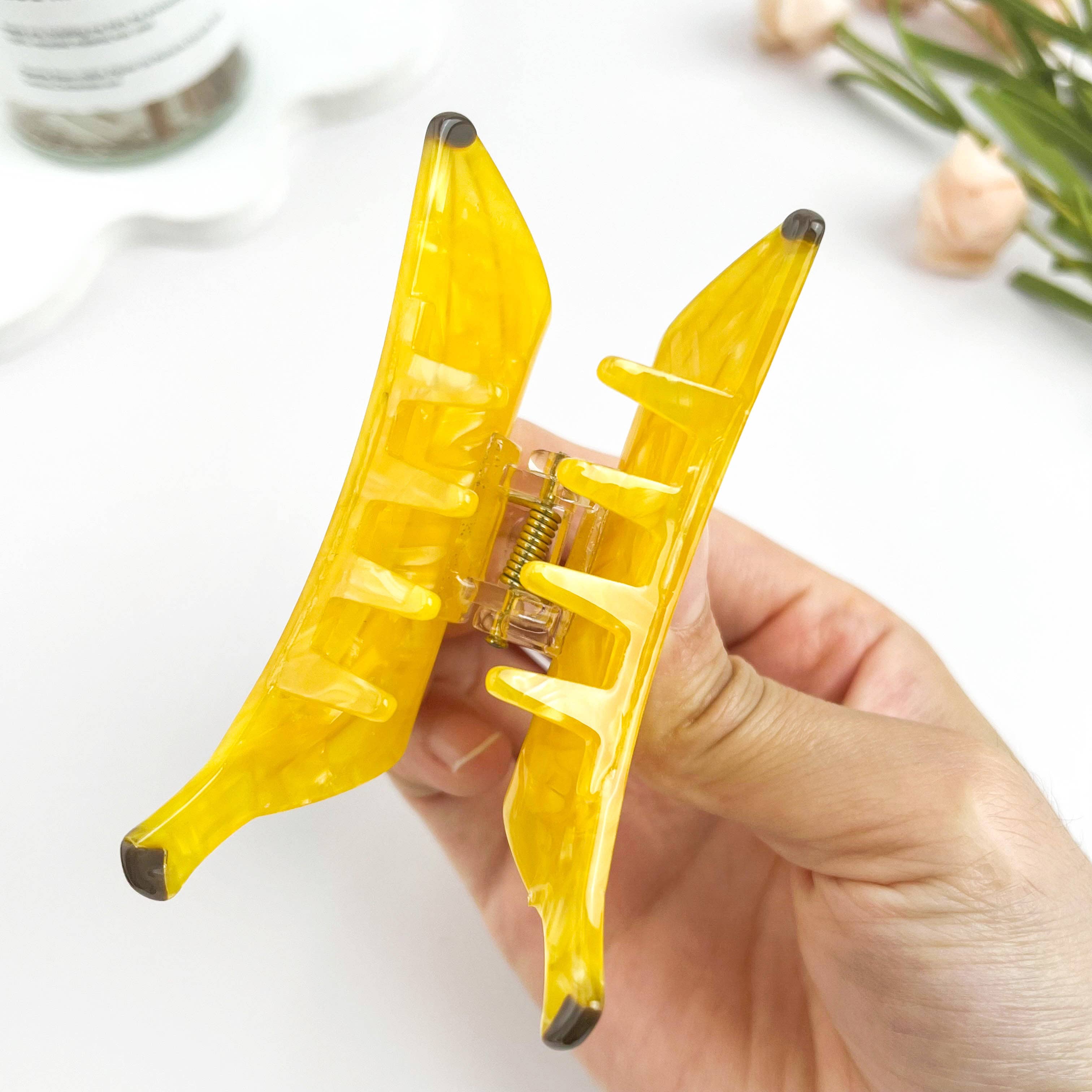 Yellow Banana Acetate Hair Claw Clip, Fruit Hair Accessory: Yellow